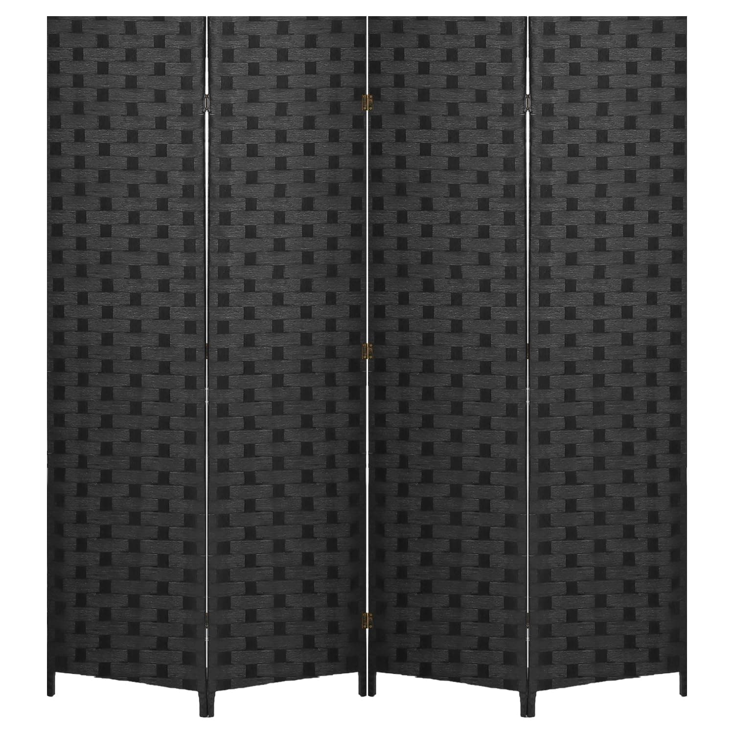 Room Divider Wall 4 Panels Indoor Handmade Wood Portable Room Dividers and Folding Privacy Screens Used in Multiple Occasions Decorate and Beautify Space 70.1Wx70.9H, Black