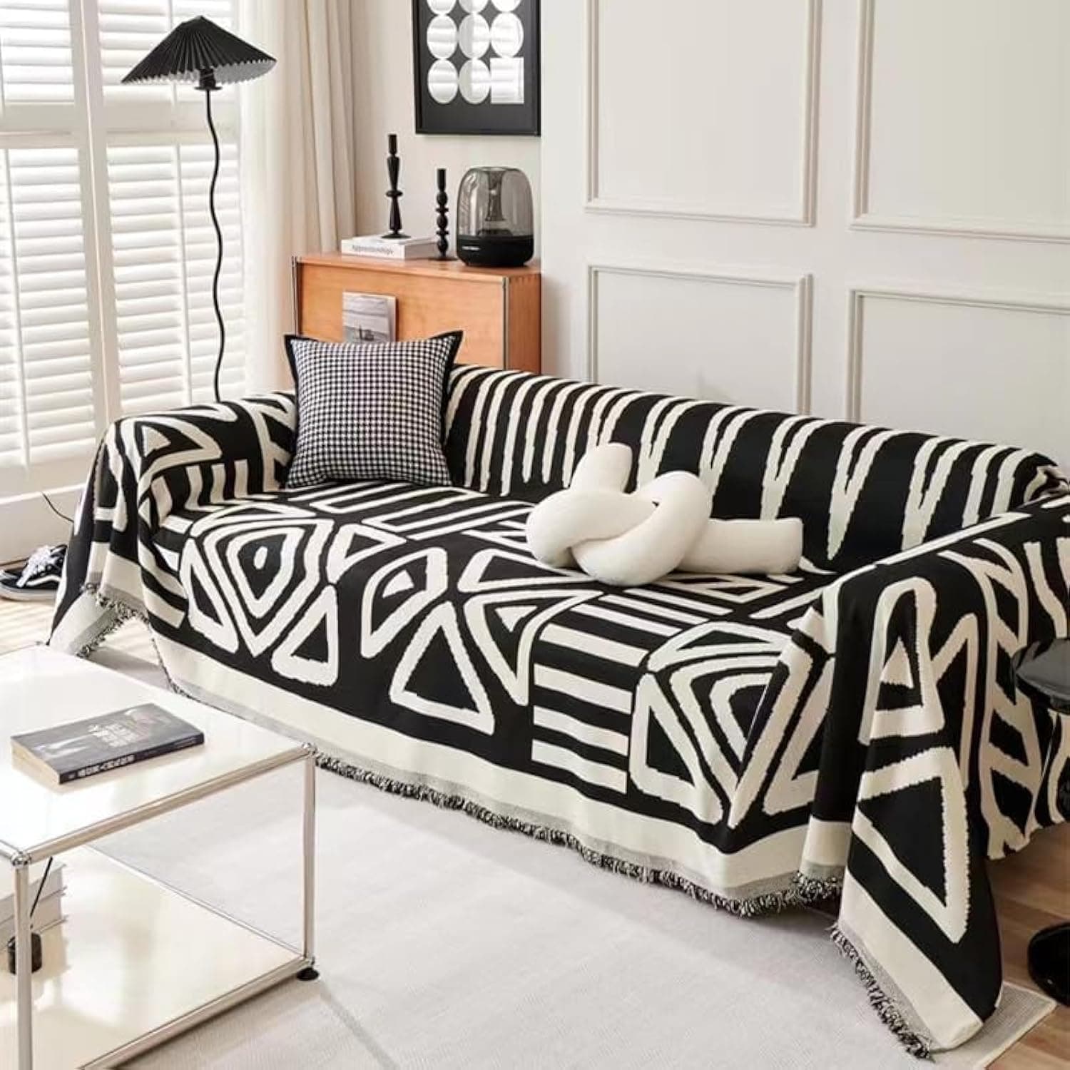 180 * 260CM Sofa Cover Side Slipcover Fashion Geometric Pattern Couch Covers for 2-3 Seater Sofa Blanket for Bed Washable Soft Throw Blanket for Bed Non-Slip