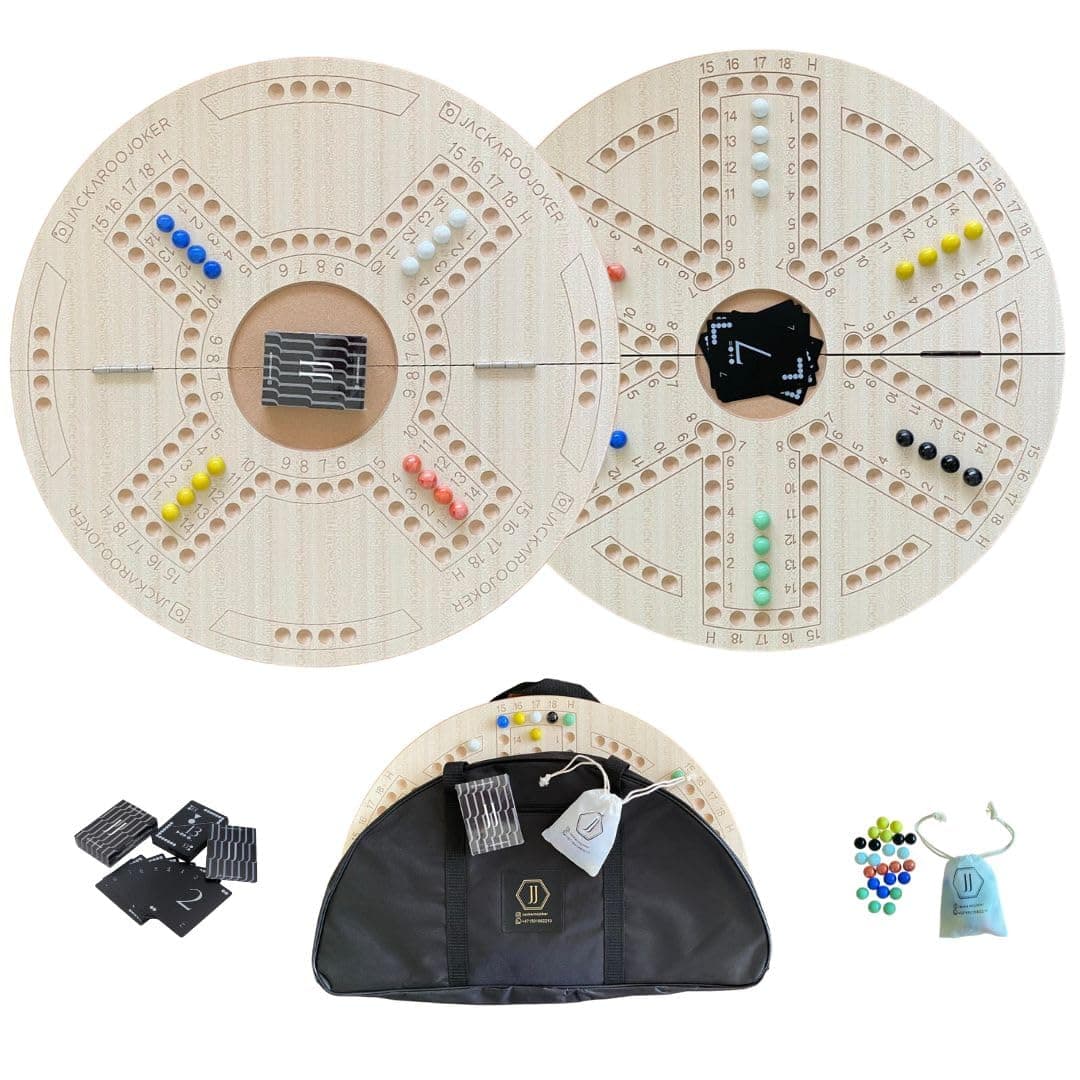 JackarooJoker Jakaroo Game Double sided for 4 players and other side for 6 players with accessores لعبة جاكرو لون بيج قابلة للطى 4 لاعبين على وجه والوجه الاخر 6 لاعبين تاتى مع الاحجار واوراق اللعب ال