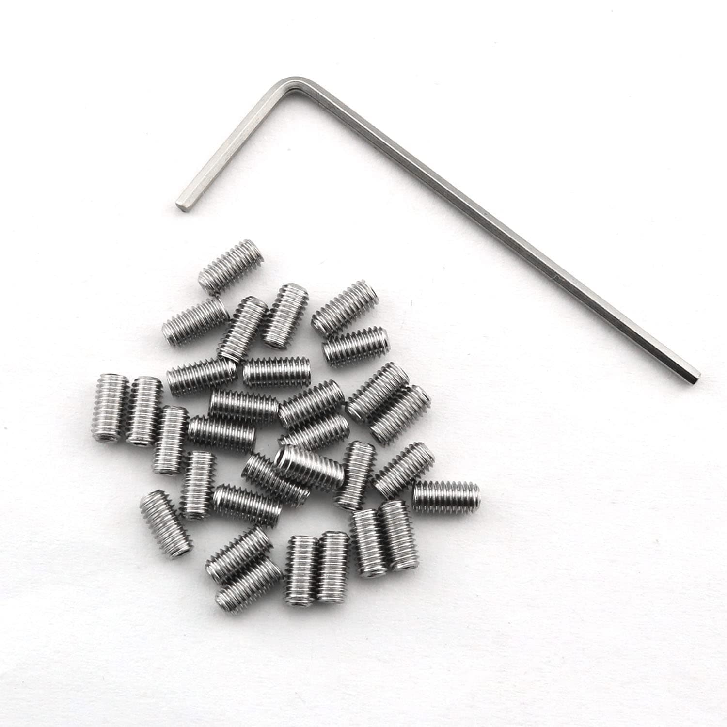 30pcs Stainless Steel Guitar Bridge Saddle Height Adjustment Screws with Wrench, M3x6