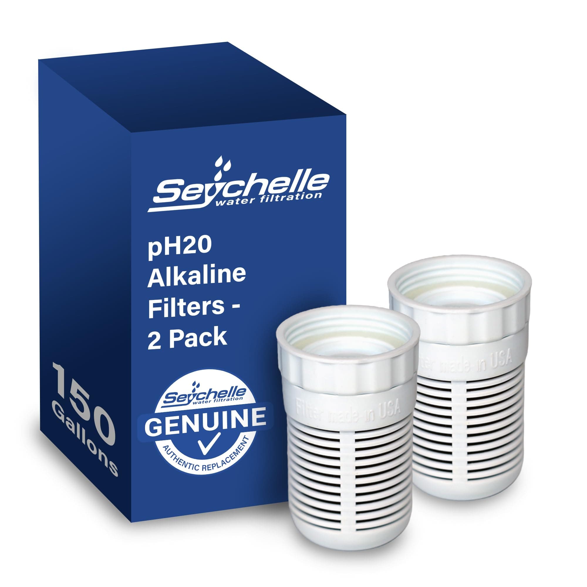 Seychelle pH2O Alkaline Water Filter Pitcher Replacement - 2 Pack