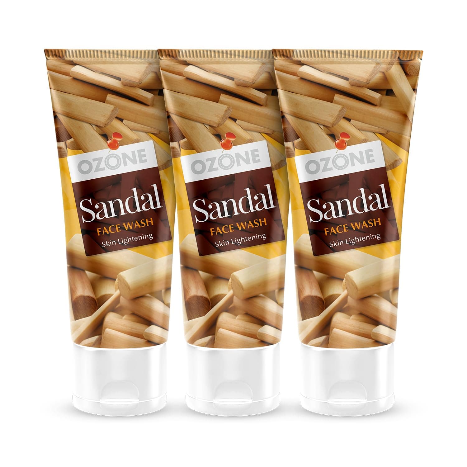 Ozone Sandal Face Wash | Enriched with Sandalwood | For All Skin Type Anti-Pollution, Cleansing, Soft, Smooth & Uneven Skin Tone | For Men & Women | 60ml (Pack of 3)