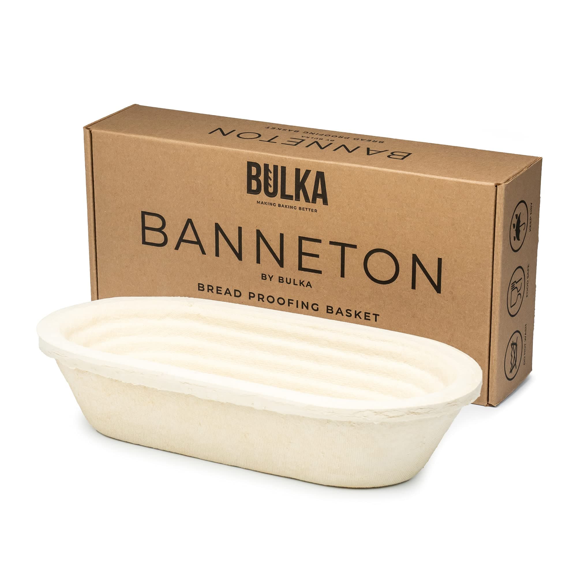 Bulka Banneton Oval Bread Proofing Basket Pressed Wood Pulp 750g Natural Yeast Proofing Basket Non-stick Made in Germany