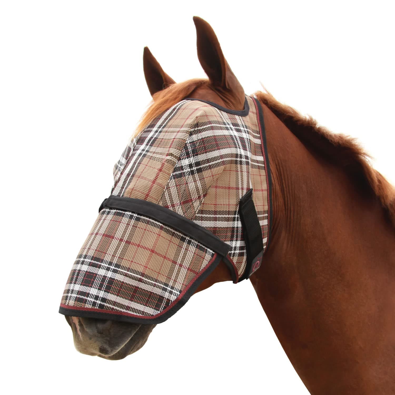 Kensington Signature Fly Mask with Removable Nose — Protects Horses Face and Nose from Biting Insects and UV Rays While Allowing Full Visibility — Ears and Forelock Able to Come Through The Mask