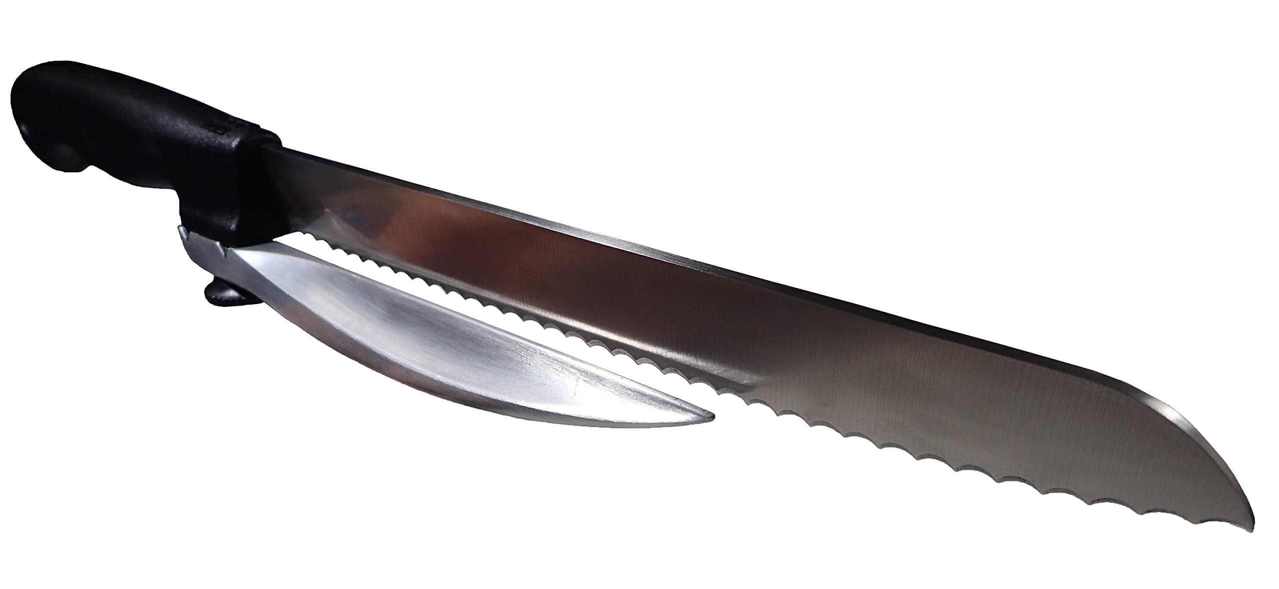 BAOUROUGE' Precision Slicing Knife (Right-Handed) - 8 and 1/4 Inches Stainless Serrated Blade With Cutting Guide for Exact Slices Up To 5/8 Inch Thick