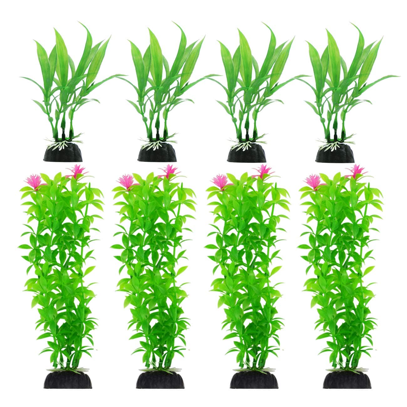 CousDUoBe 8 Pack Artificial Aquarium Plants, Used for Household and Office Aquarium Simulation Plastic Hydroponic Plants（Maximum 8 inches, Green）