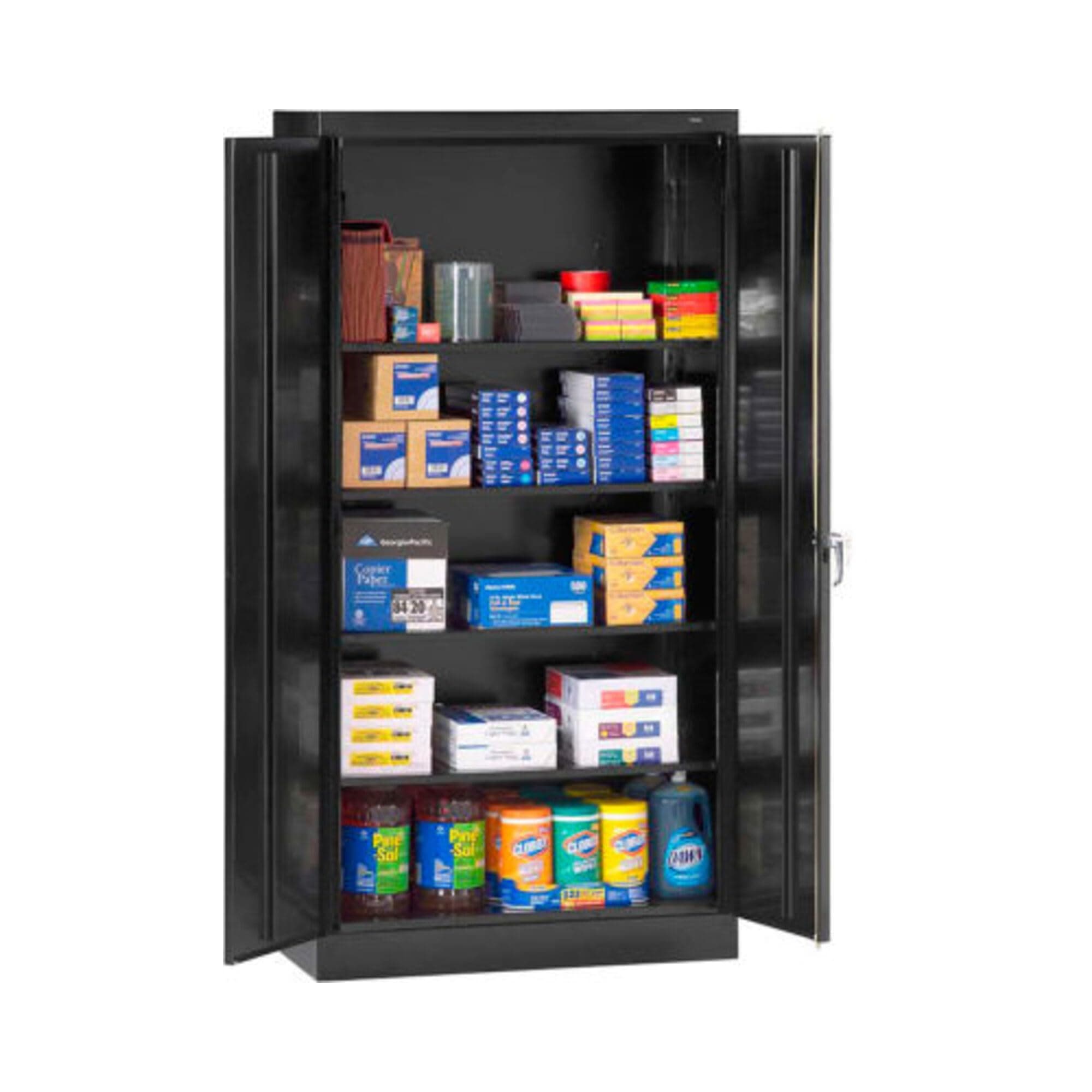 7218 24 Gauge Steel Standard Welded Storage Cabinet, 4 Shelves, 150 lbs Capacity per Shelf, 36" Width x 72" Height x 18" Depth, Black