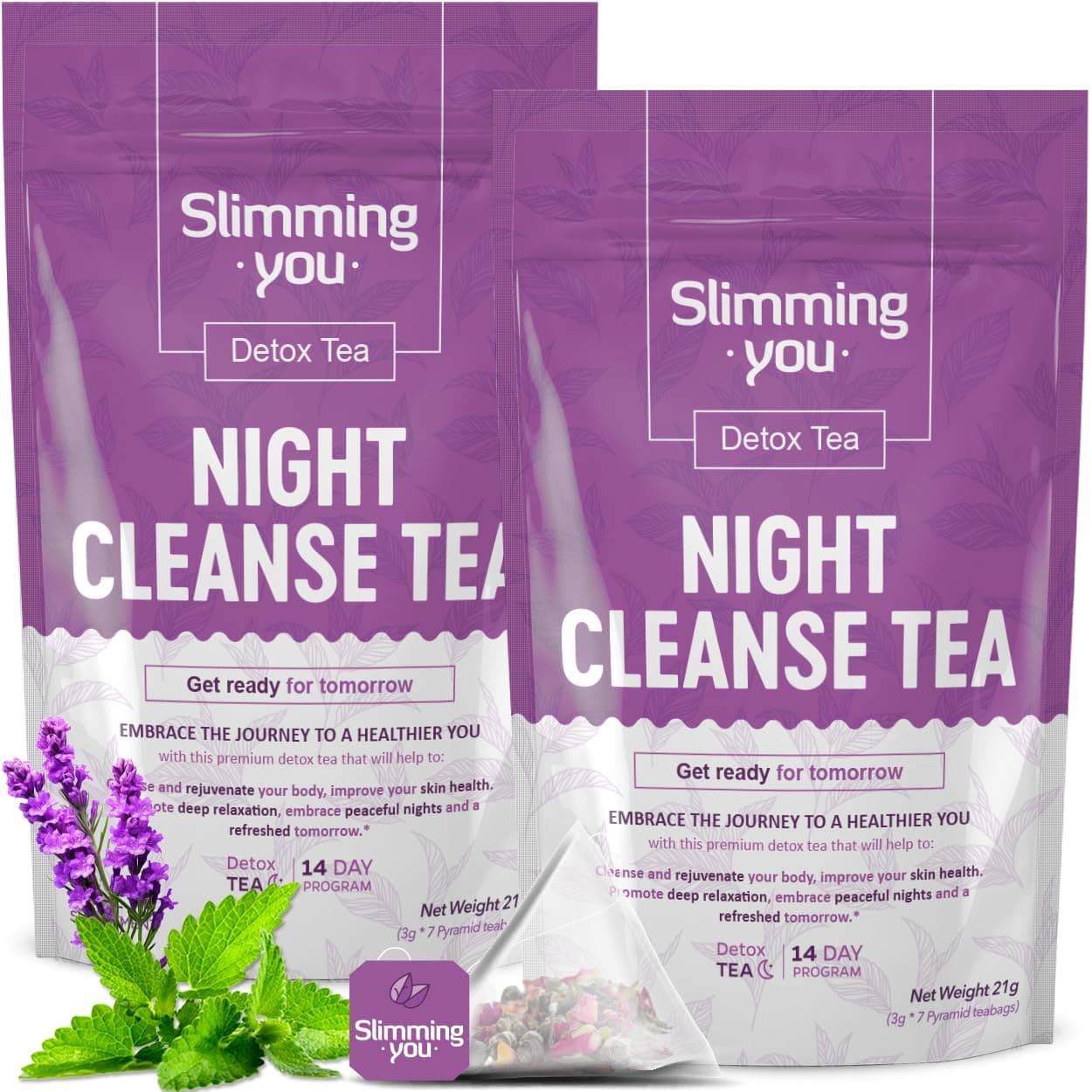 Detox Tea Night Cleanse Tea (2 Pack) - Herbal Tea Detox Cleanse for Weight Loss, Colon Cleanse and Digestive Health, All Natural, Vegan, Non GMO (14 Bags)