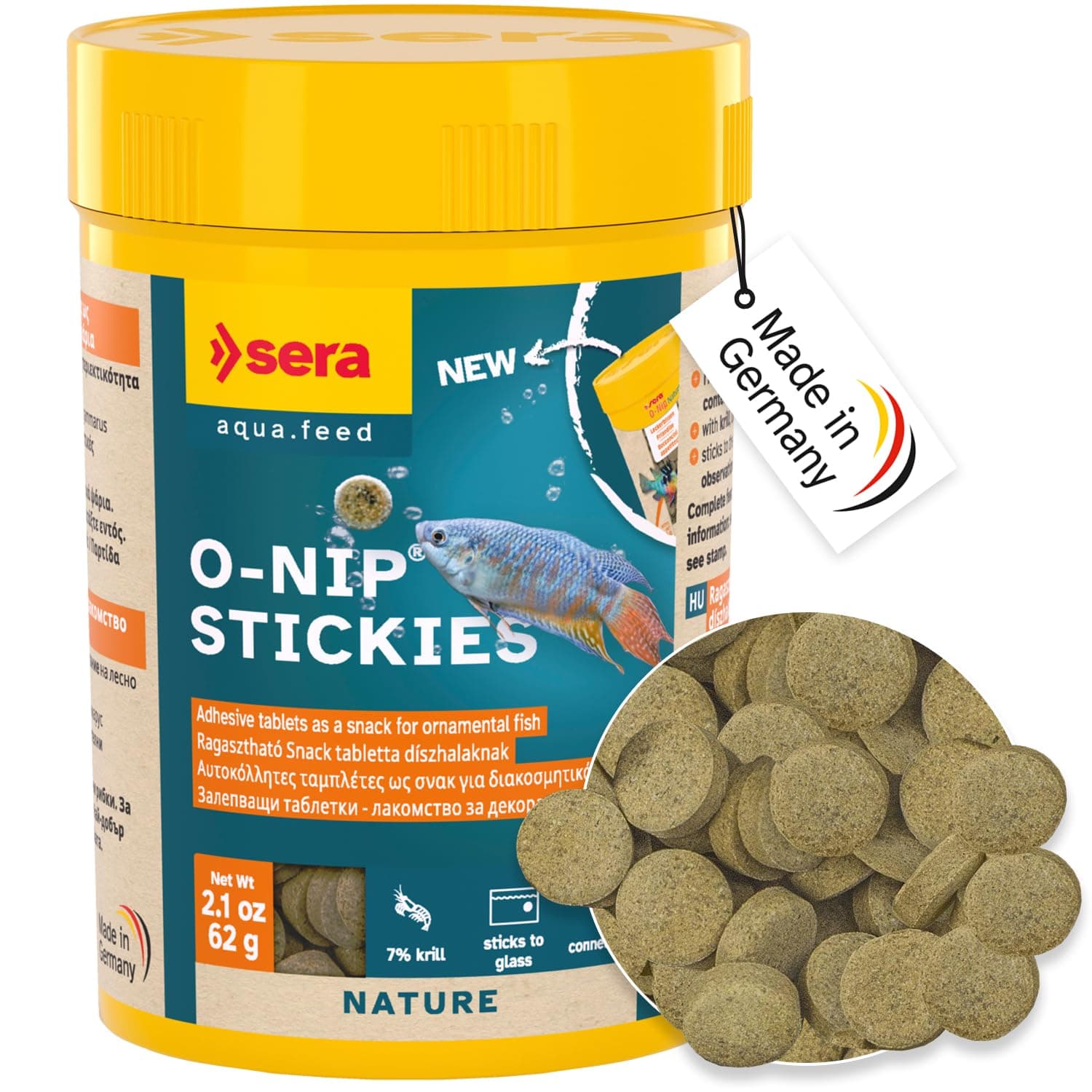 Sera O-Nip Treat Tablets Fish Food, 2.1 Ounce Container