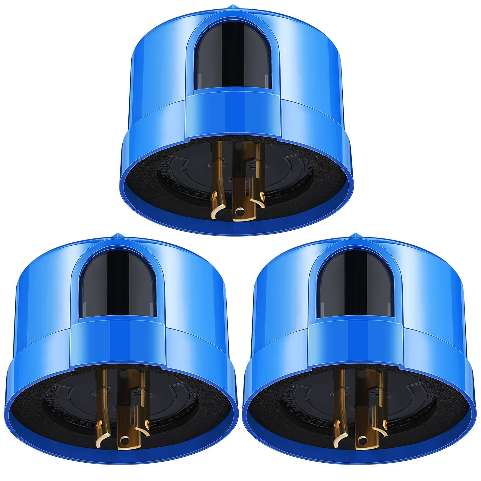 Flutesan Photocell Twist Lock 3pcs Photocell Sensor Auto On/Off Switch Blue Light Switch Lock Dusk to Dawn Light Control Sensor for Outdoor Lighting 120v to 277v