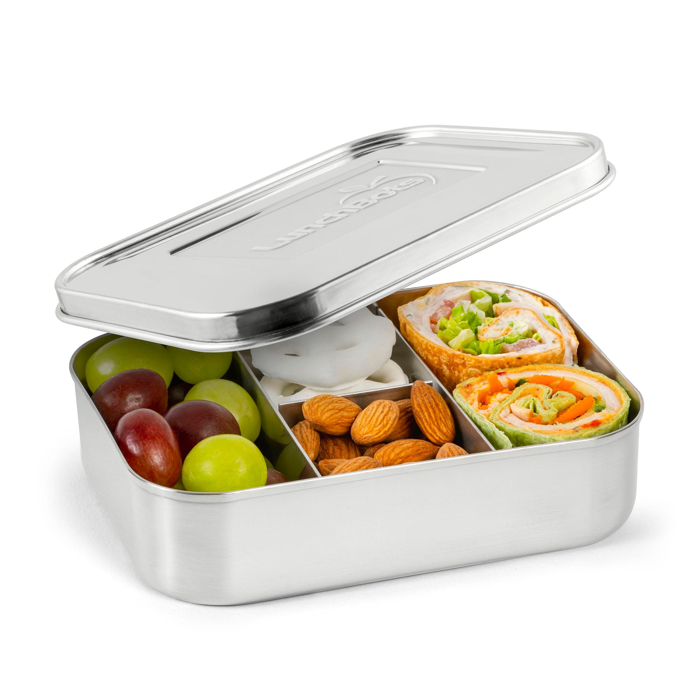 Extra Small Protein Snack Box - Extra Small Stainless Steel Food Box with Single Portion Sections - Great for 1-2oz of Nuts, Meat, Cheese and Finger Food - Eco-Friendly, Dishwasher Safe