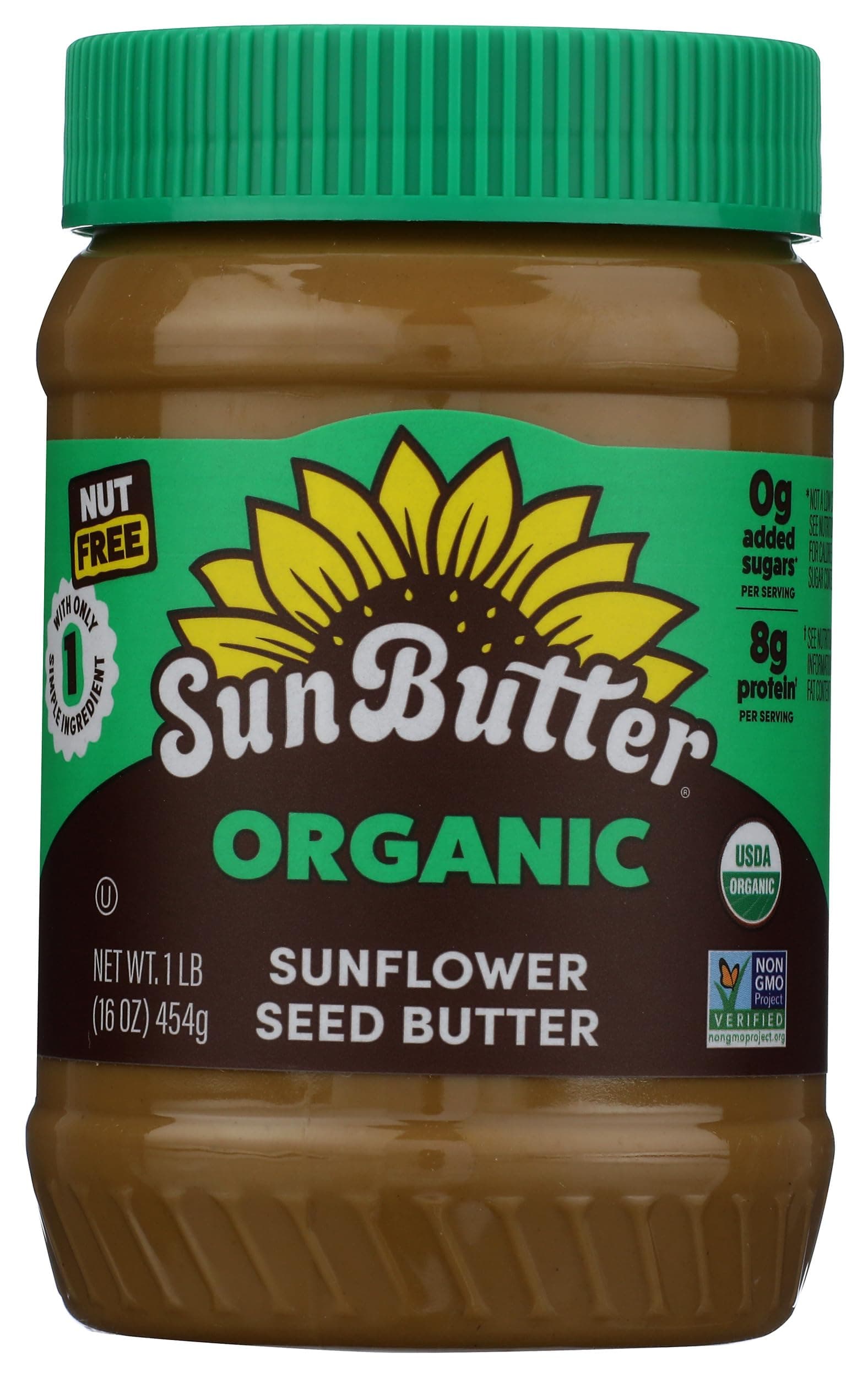 SunButter Organic Sunflower Seed Butter, 16 oz Nut-Free Spread with 7g Plant-Based Protein, Roasted Rich & Savory Flavor, Smooth Texture | Vegan, Kosher & Non-GMO