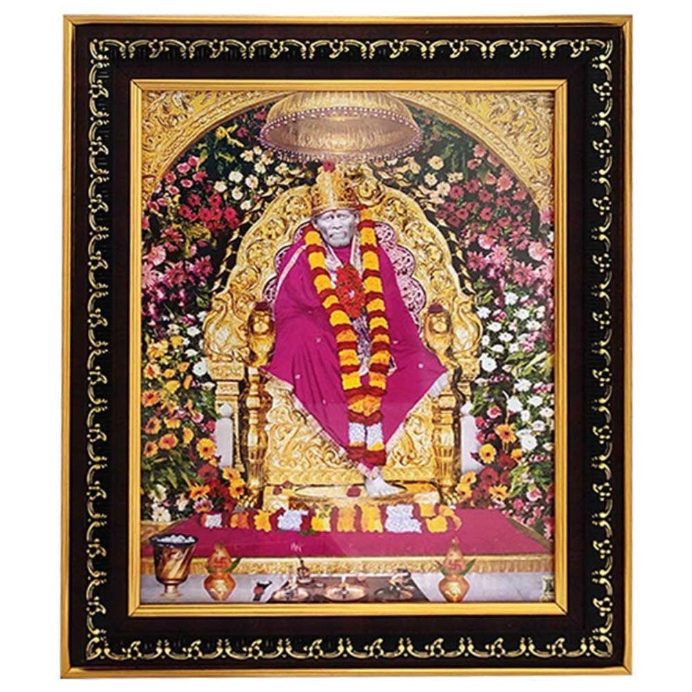 Puja N Pujari Shirdi Sai Baba Photo Frame for Wall Hanging and Pooja Room (L * H : 11.5 X 14.5 Inch)