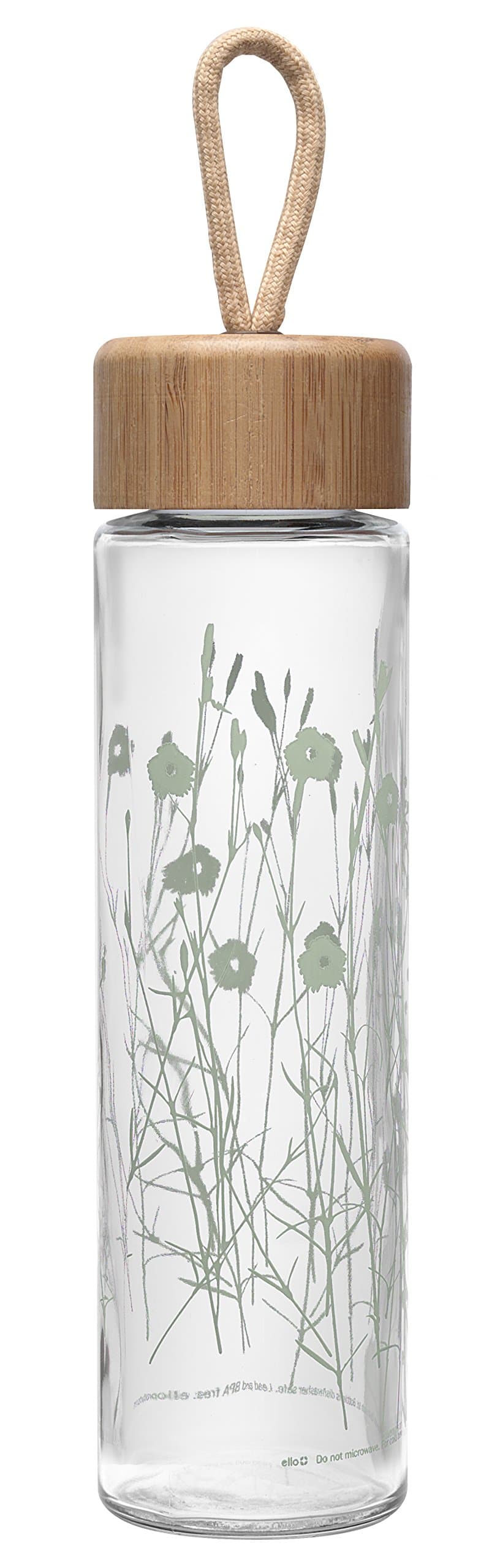 Ello Thrive BPA-Free Glass Water Bottle with Bamboo Lid, 20-Ounce