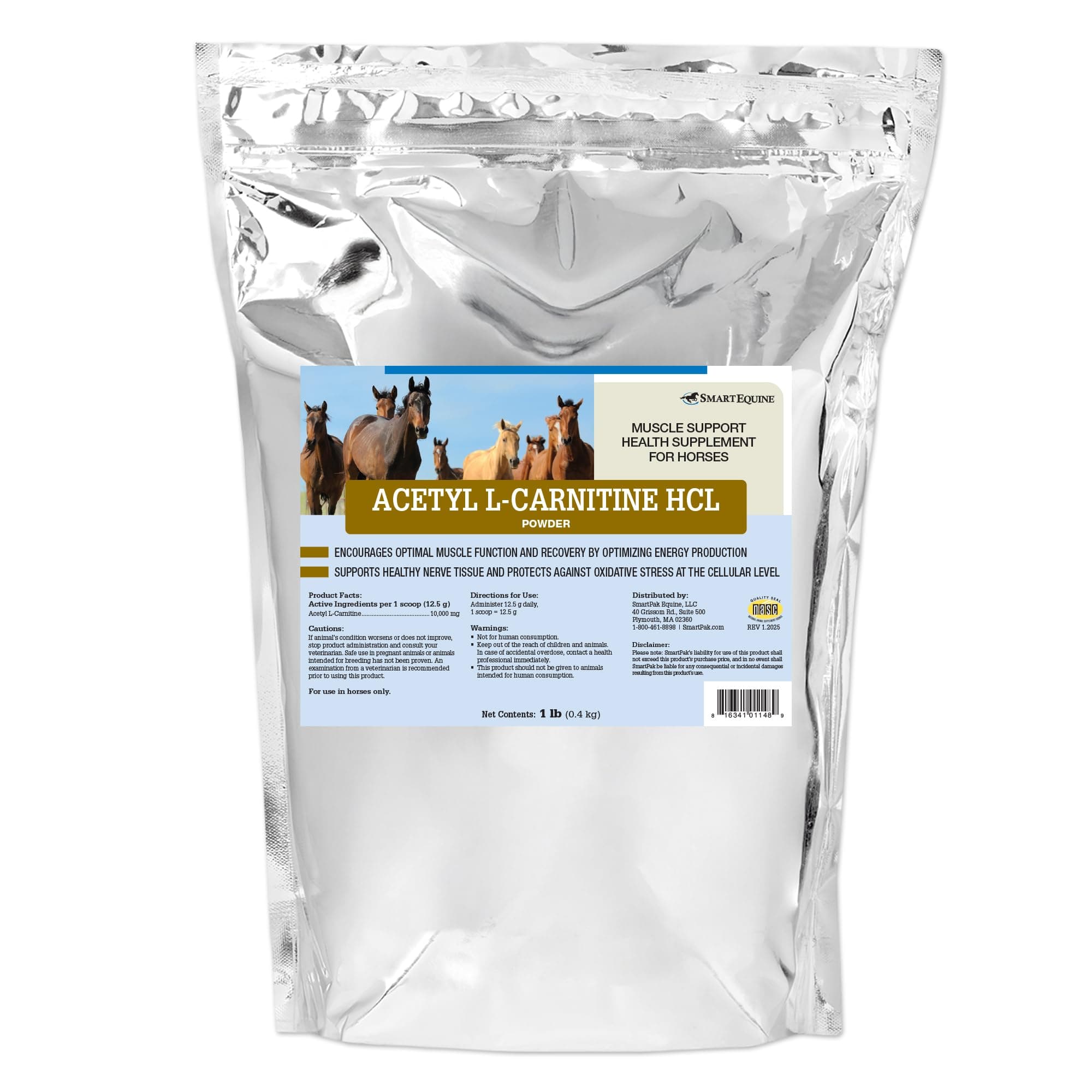 Acetyl L-Carnitine HCL Powder | Horse Energy Supplement & Muscle Supplement for Horses Supporting Muscle Function & More | Antioxidant-Rich Pure Formula | 1 lb Bag