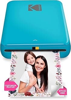 KODAK Step Color Instant Photo Printer with Bluetooth/NFC, Zink Technology & KODAK App for iOS & Android (Blue) Prints 2x3” Sticky-Back Photos.