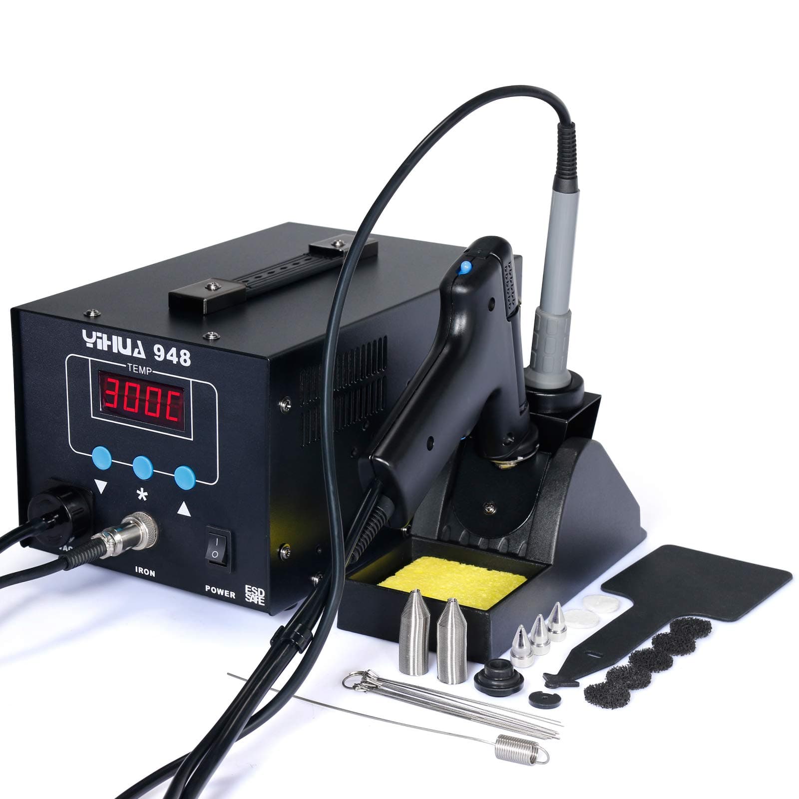 YIHUA 948 ESD Safe 2 in 1 80W Desoldering Station and 60W Soldering Iron UK Desoldering Gun and Soldering Station