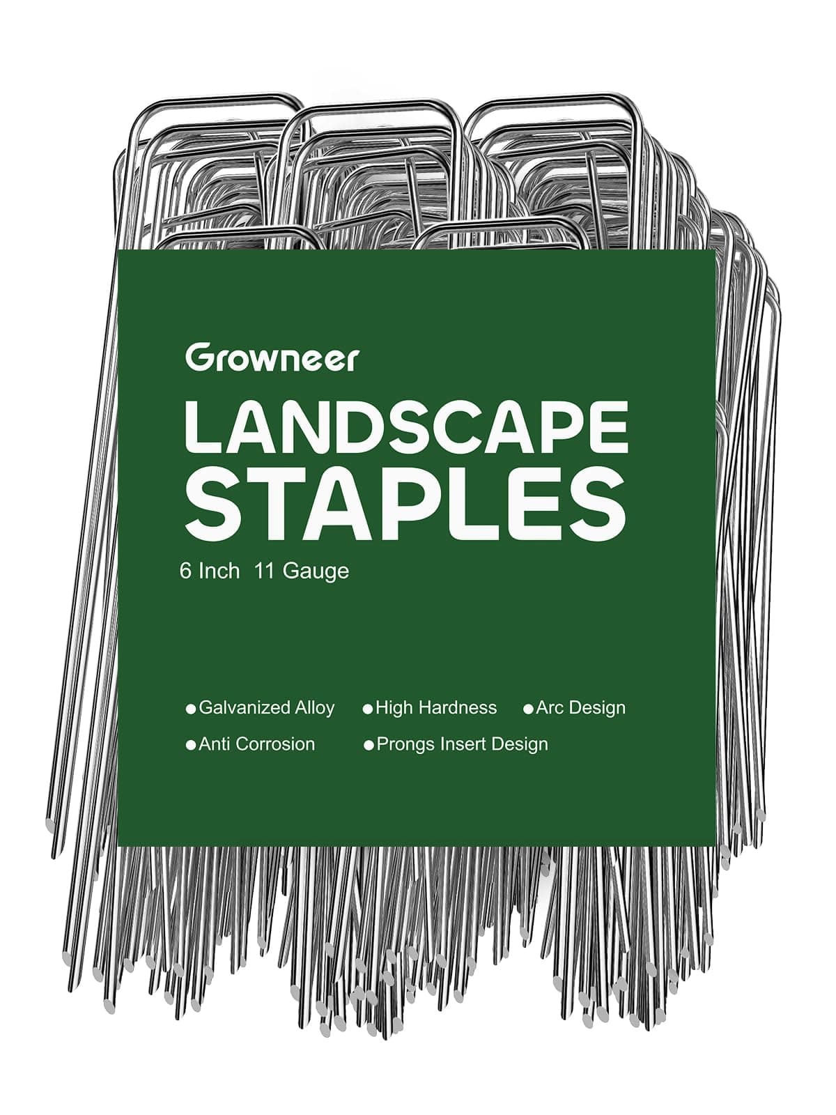 GROWNEER 50 Pack Landscape Staples 6 Inch Heavy Duty Hot-Dip Galvanized Steel Garden Stakes U-Shaped Weed Barrier Spikes Metal Ground Pins for Lawn and Yard Landscaping