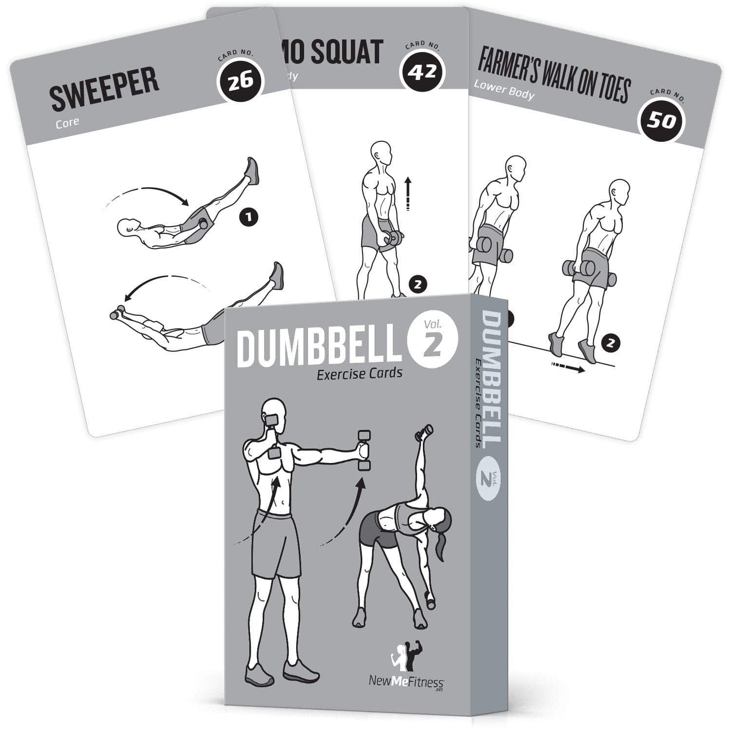 Exercise Cards Dumbbell Home Gym Strength Training Building Muscle Total Body Guide Workout Routines Bodybuilding Personal Trainer Large Waterproof Plastic 3.5”x5” Burn Fat 3.5"x5"
