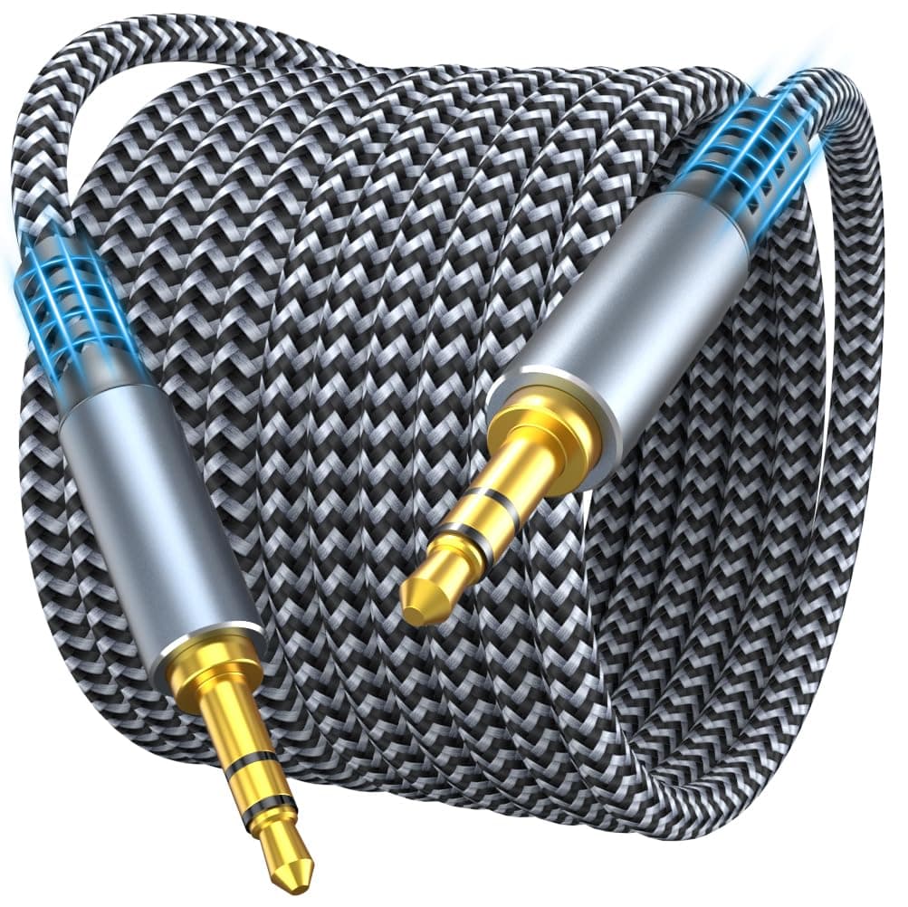 Aux Cord 4ft, 3.5mm Audio Cable Male to Male for Car Stereo, Nylon Braided Aux Cable for Headphones, Speakers, Home Stereo & Tablets, Gold-Plated Auxiliary Cable