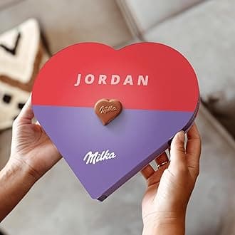 Personalised Milka Chocolate Heart with Name & Message – Gift for Men & Women, Heart-Shaped Chocolates with Hazelnut-Nougat Filling, Classic Milka Design (187g) – For Birthdays & Anniversaries