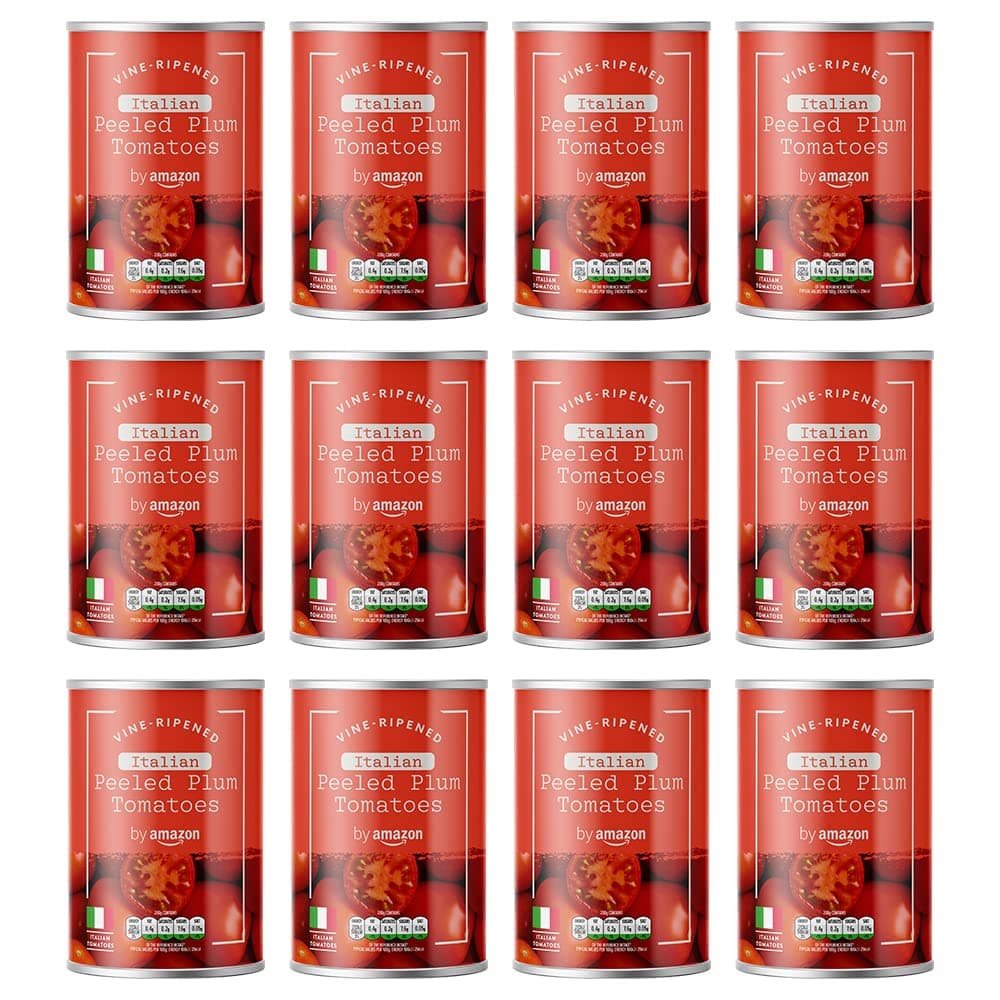 – by Amazon Plum Peeled Tomatoes, 400g, Pack of 12