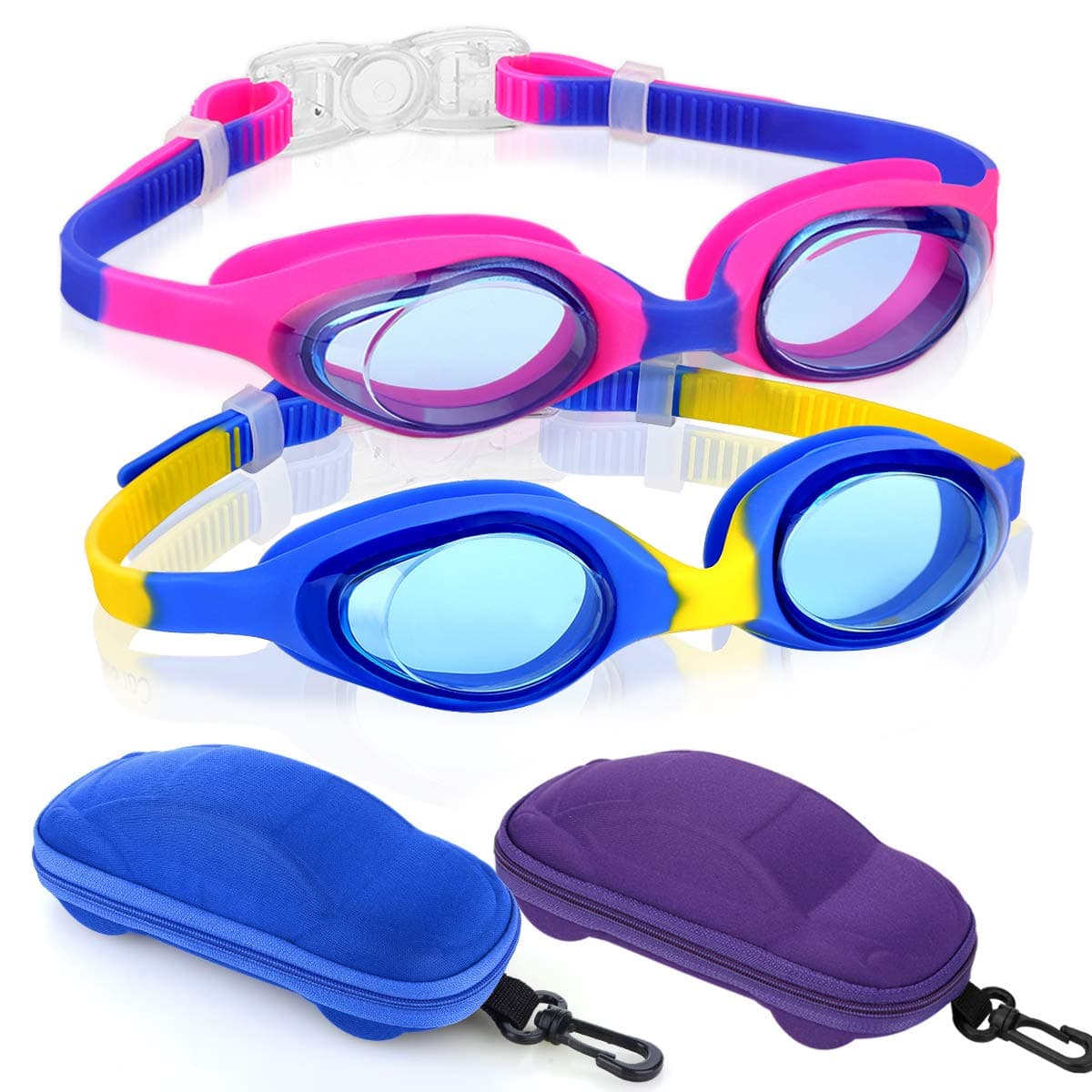 2 Pack Kids Swim Goggles, Swimming Goggles Anti-fog Water Pool Glasses for Kids Girls Boys Toddlers Child Age 2-12