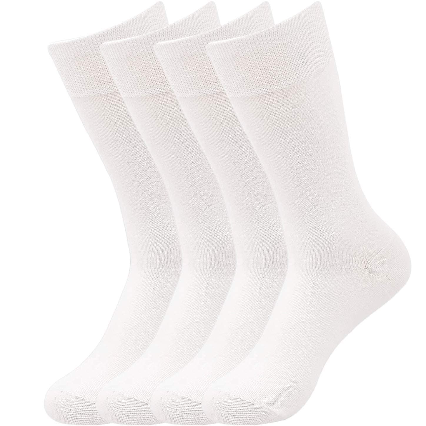 Pure Cotton And Smell Free Sweat Absorbent Men's Regular Formal Socks Pack Of 4 -(White)