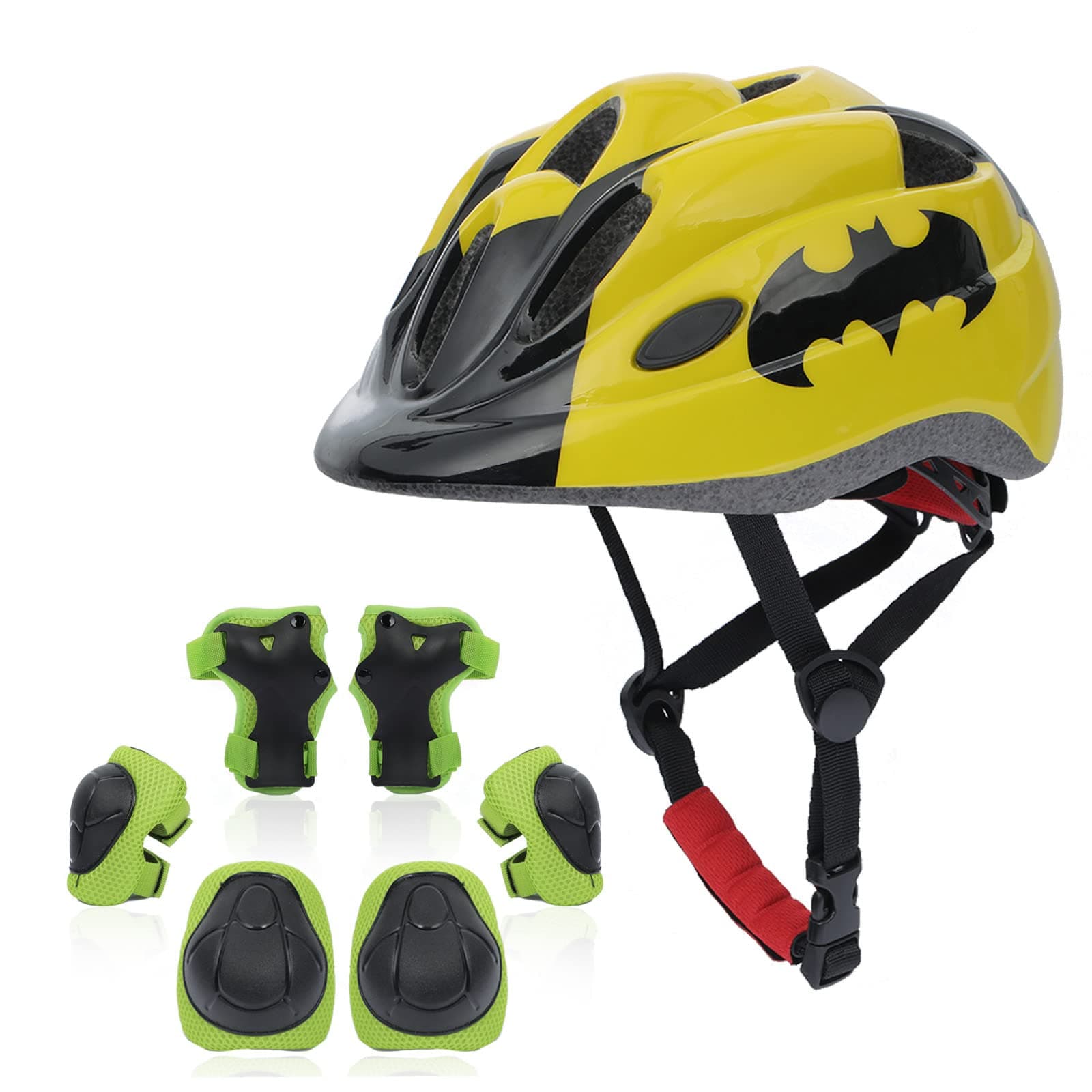 AtphfetyKids Helmet Set, Toddler Helmet for Boys Girls Age 3-8 with Knee Elbow Pads Wrist Guards for Bike Skating Skateboard Cycling Scooter Rollerblading