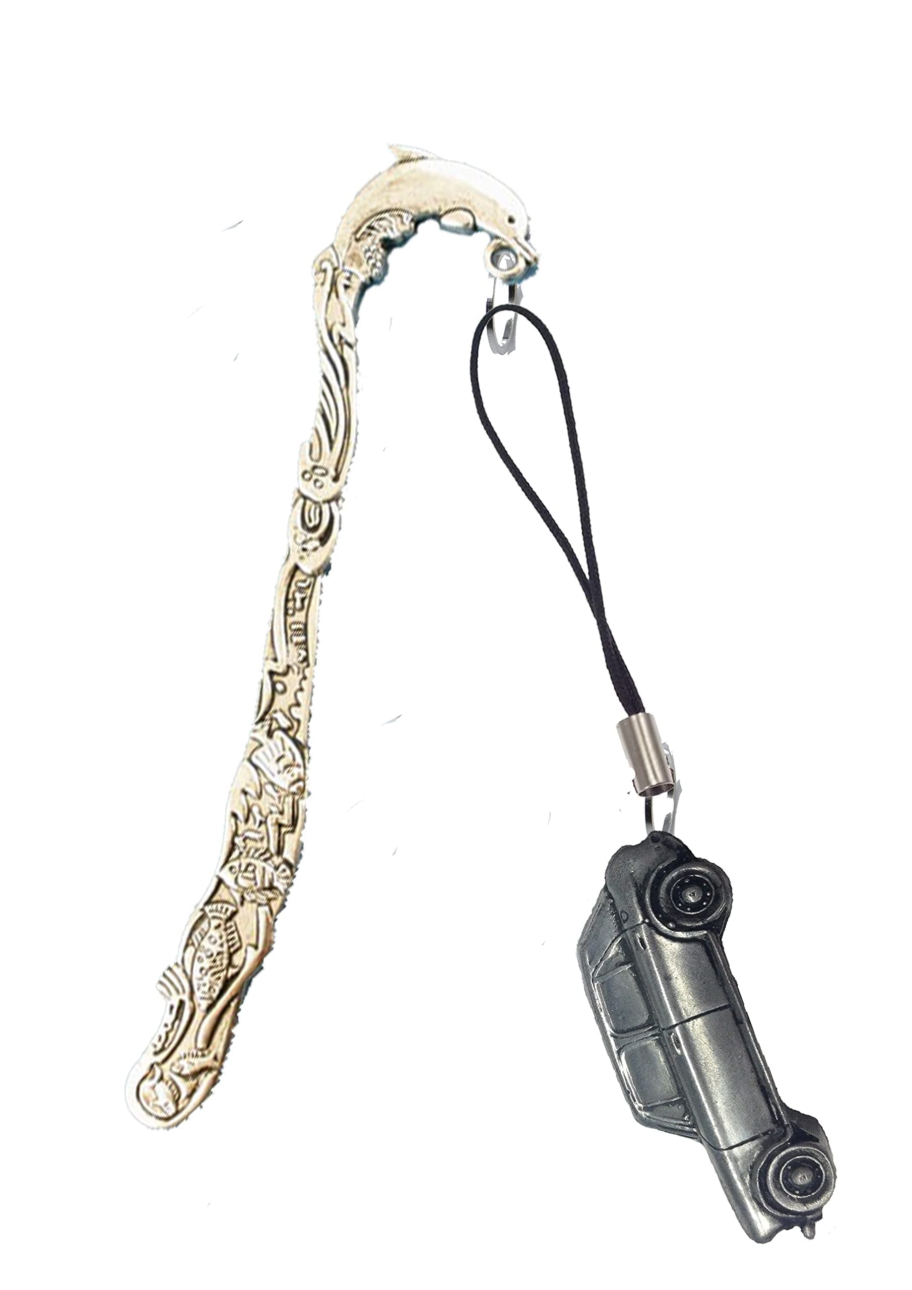 Classic British car Austin 1100 Mk 3 ref9 Pewter Effect Design Charm on a Dolphin Bookmark