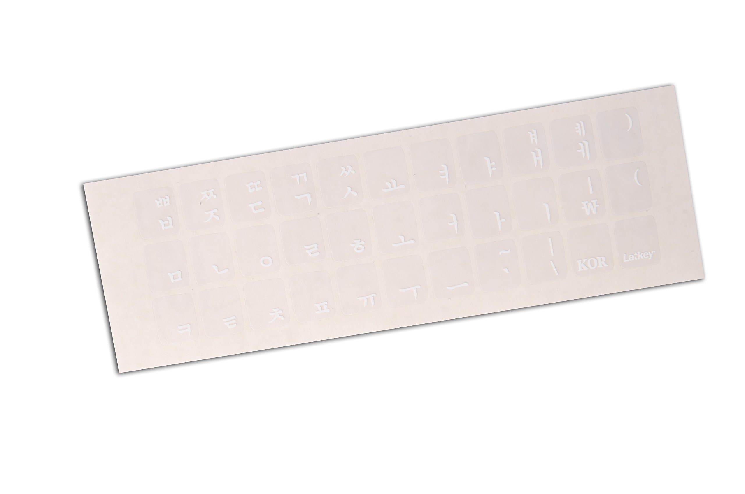 Korean Keyboard Stickers (Hangul) for Laptop, MacBook Air/Pro, Desktop PC Computer, Mac (Decals with red Letters on Transparent Background, Best Korean Keyboard Cover, Skin, or Overlay Alternative)