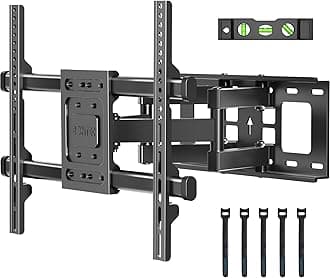BONTEC Full Motion TV Wall Mount for 32-85 inch LED LCD OLED Flat Curved Screen TVs, Swivel Tilt TV Mount Bracket with Articulating Dual Arms Hold up to 132lbs, Max VESA 600x400mm, Fits 16" Studs