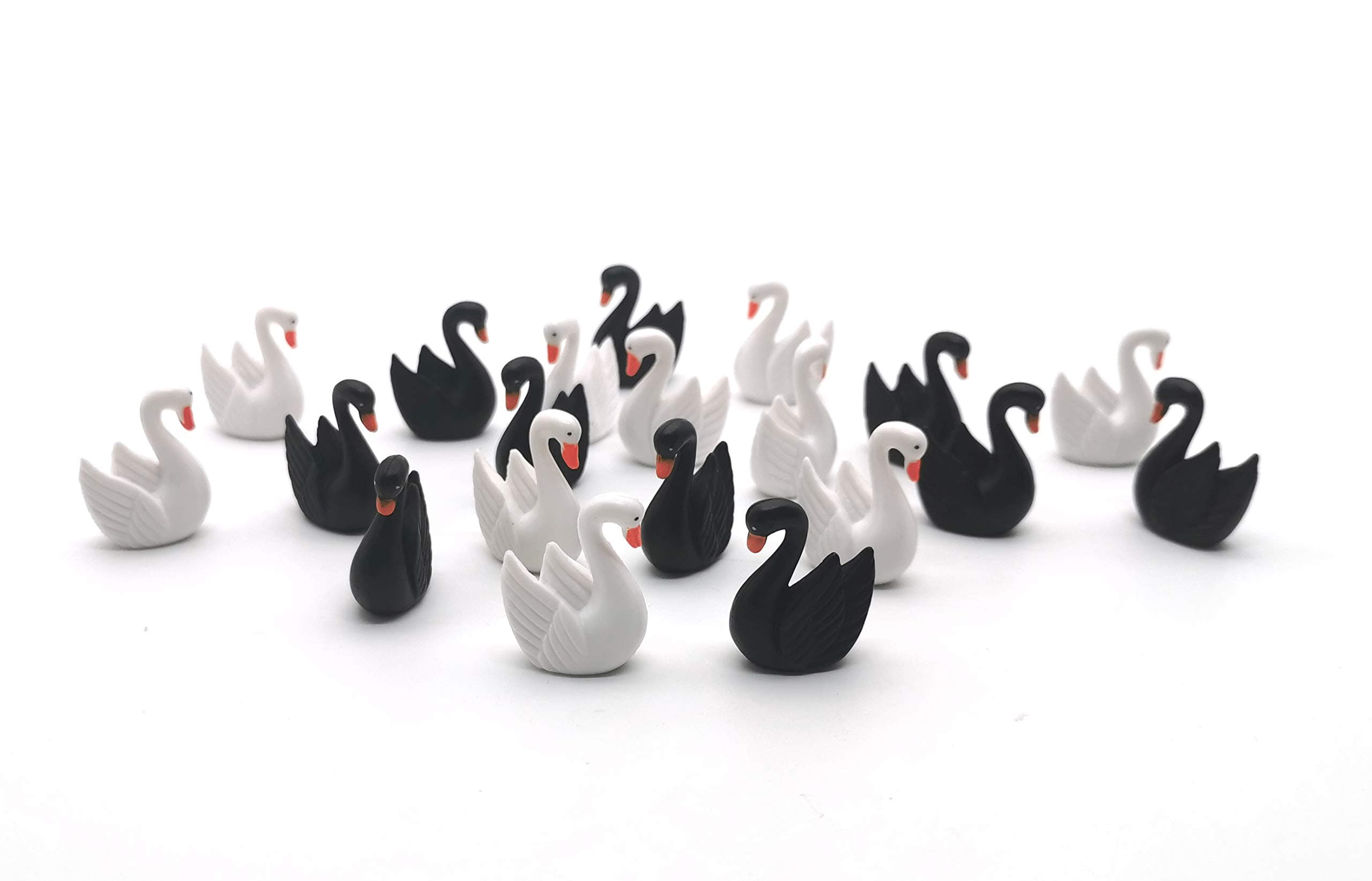 Easy 99 Mini Animals Miniature Figurines Animals Model Fairy Garden Miniature Moss Landscape DIY Terrarium Crafts Ornament Accessories for Home Décor (White Swan and Black Swan, Set of 20)