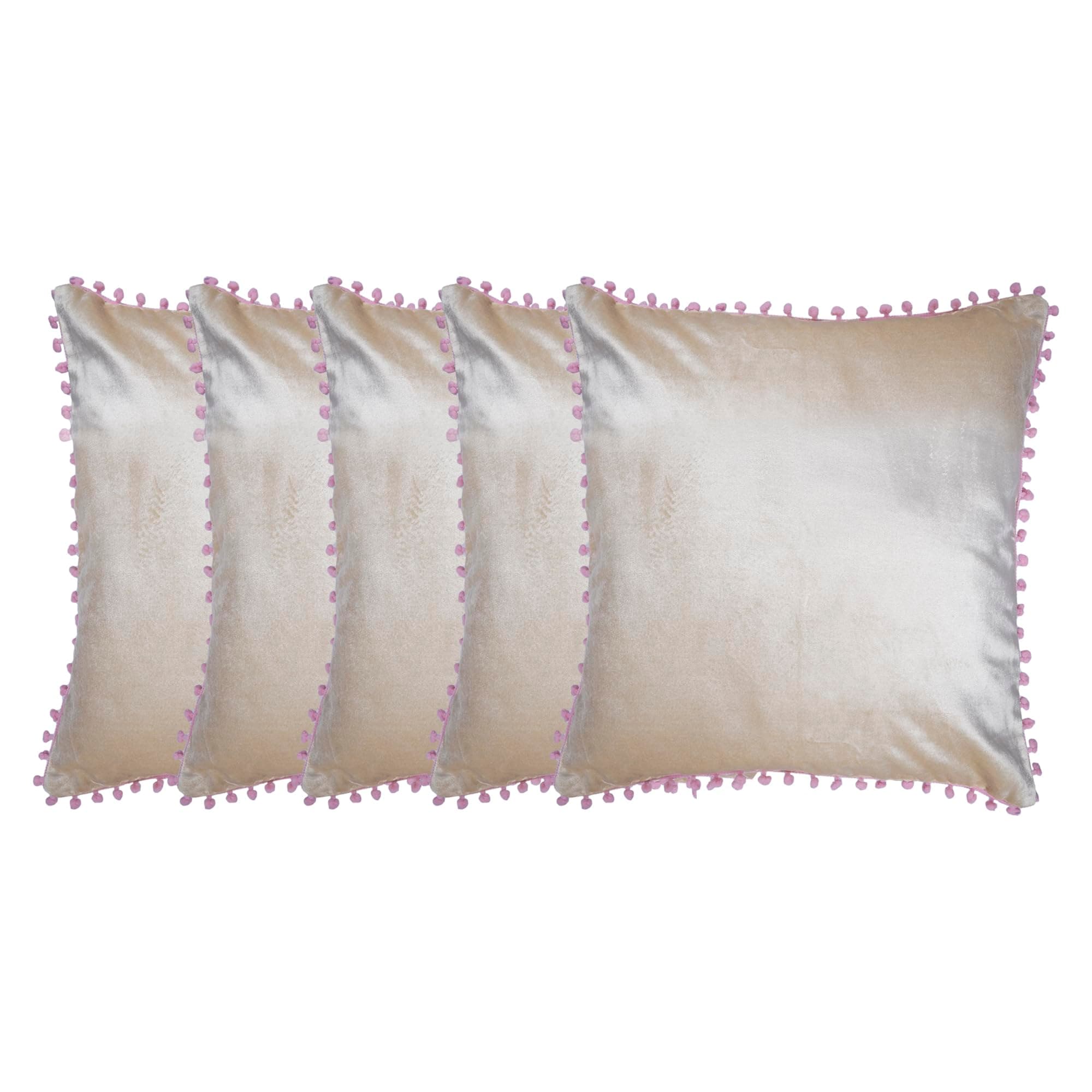 Kushalmangal Pillow Covers, Modern Sofa Throw Pillow Cover, Pillow Case for Couch Bed 20x20 Inch for Home (Pack of 5_Beige)