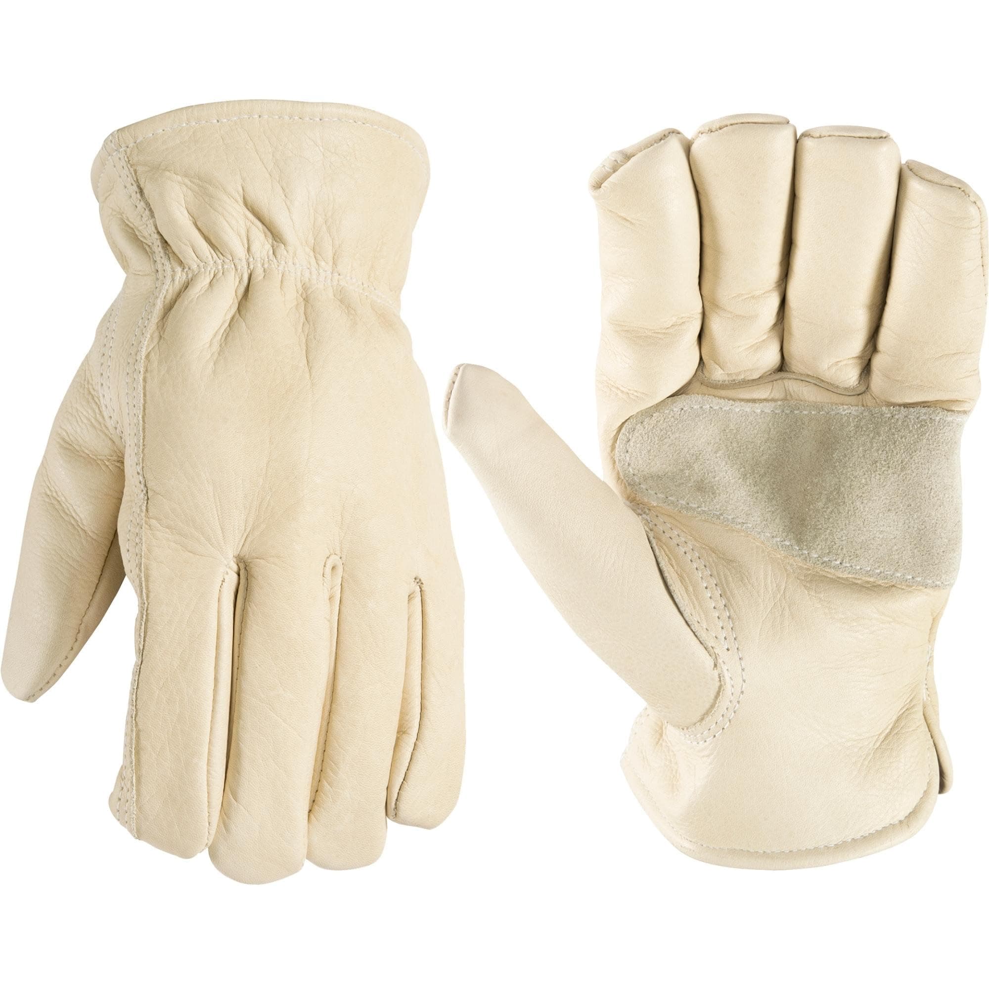 Leather Work Gloves with Reinforced Palm, DIY, Yardwork, Construction, Motorcycle, XXX-Large (Wells Lamont 1130XXX), Tan