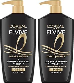 Elvive Total Repair 5 Repairing Shampoo and Conditioner for Damaged Hair, 28 Ounce (Set of 2)