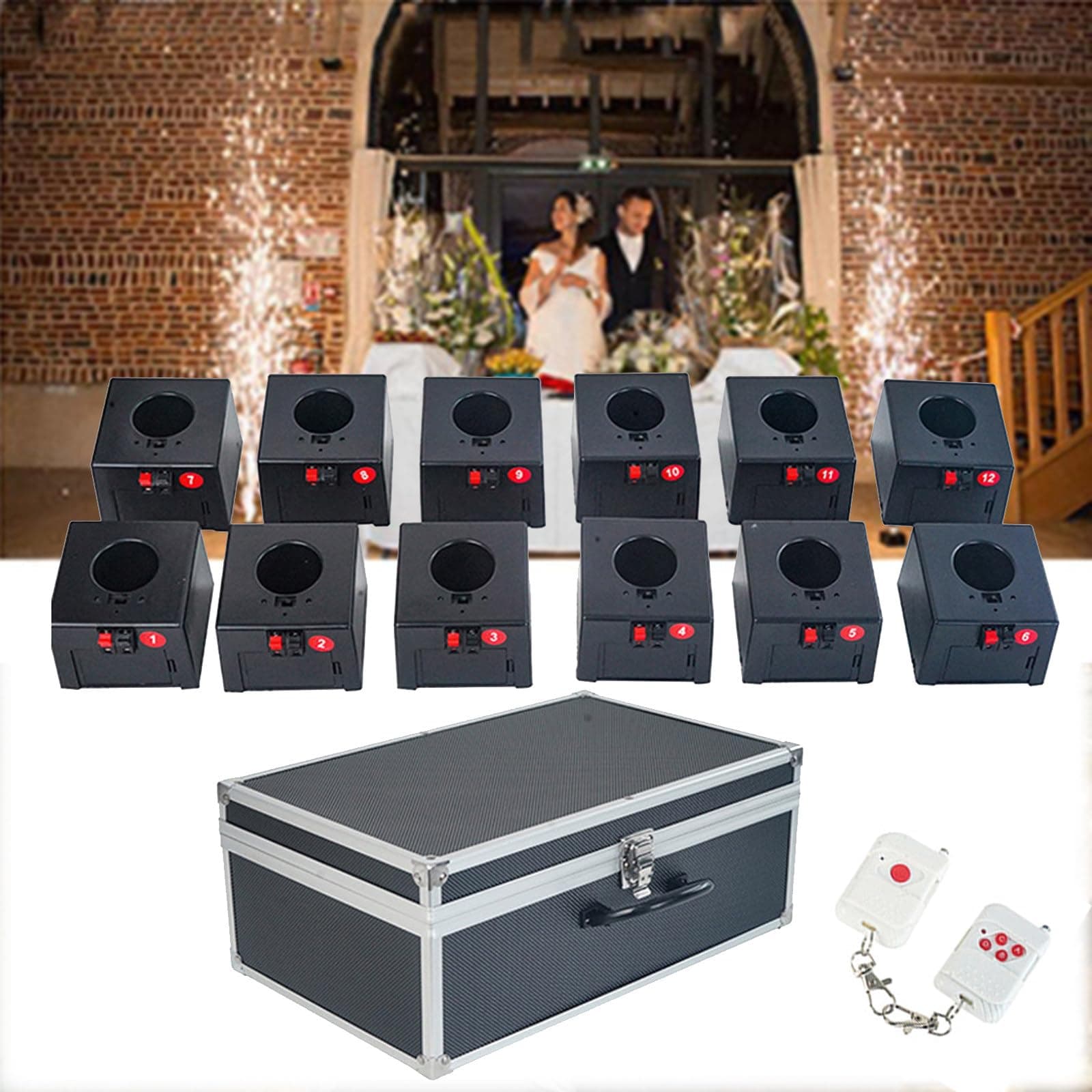 12pcs Remote Wireless Control Pyro Fireworks Firing System Igniter Cold Fireworks Fountain for Wedding Party Stage