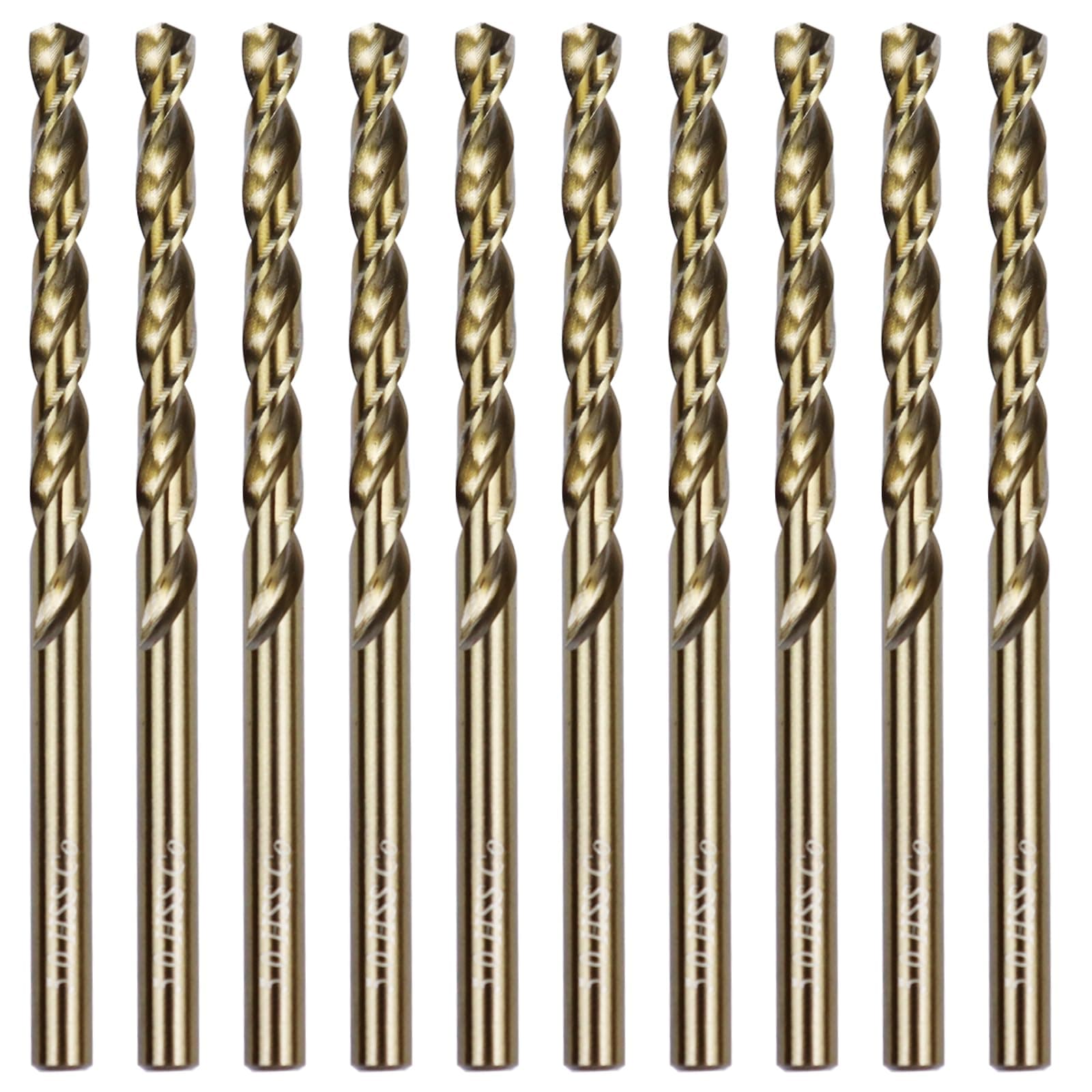 10Pcs Cobalt Drill Bits 5mm M35 Cobalt Metal Drill Bit Set Twist Jobber Length Drill Bit for Stainless Steel and Metal 0.197"