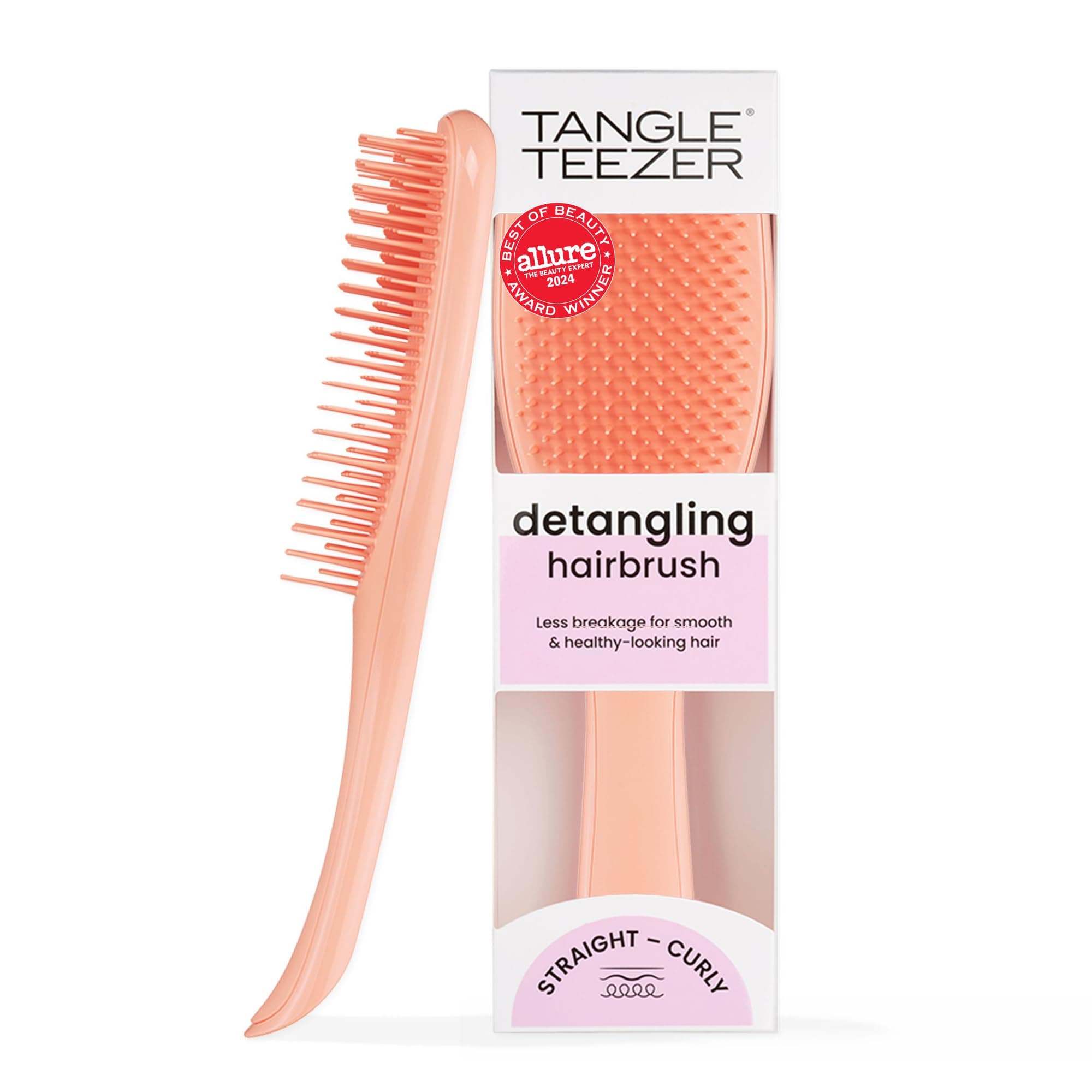 Ultimate Detangler Brush for Wet & Dry Hair, Eliminates Knots & Reduces Breakage for Straight to Wavy Hair Types, Amazon Exclusive Apricot