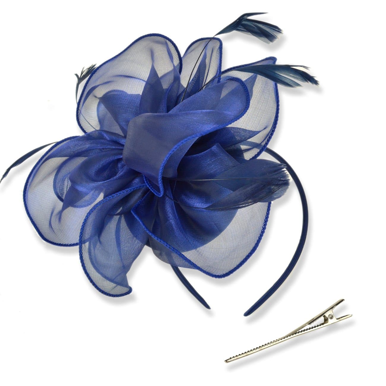 Fascinators Hat Tea Party Headwear Ribbons Feathers on a Headband and a Clip for Women