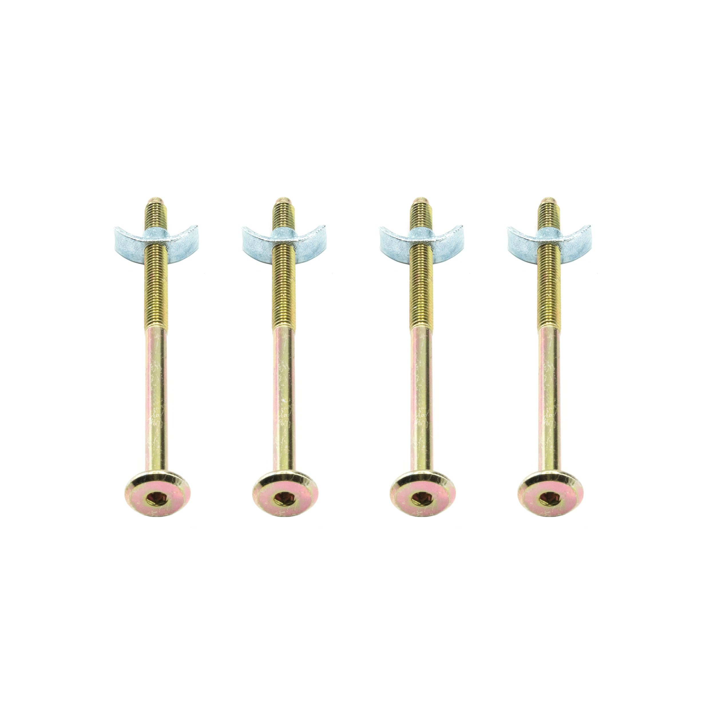 M6 Threaded Half Moon Mini Luna Washers with 100mm Furniture Connecting Bolts for Bunk Beds Cots - Set of 16