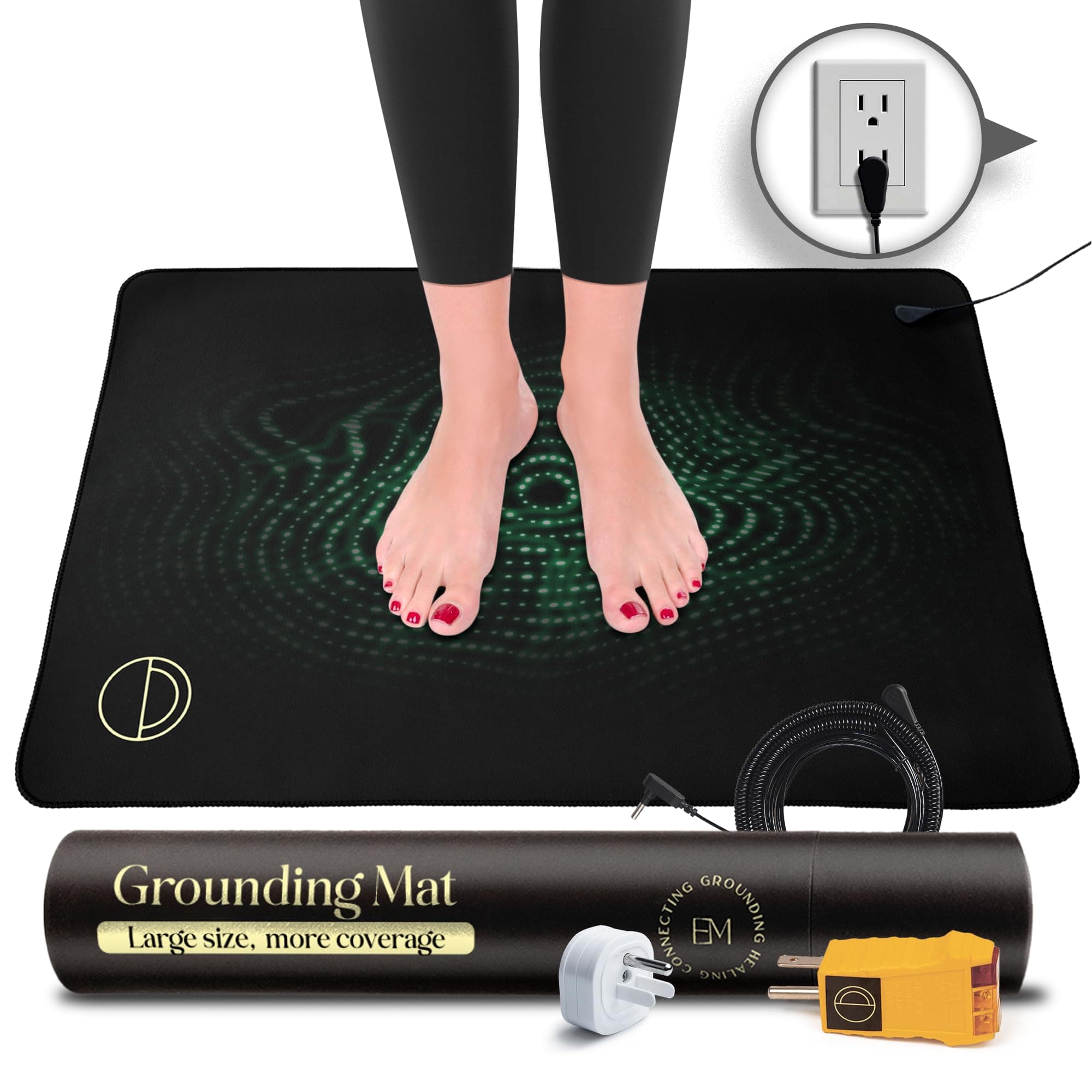 Earth and Moon Grounding Mat for Bed 24x35in - Full Body Grounding Pad and Mattress Cover for Pain, Inflammation and Restful Sleep, Includes 15 Feet Cord and Outlet Tester for Safe Use