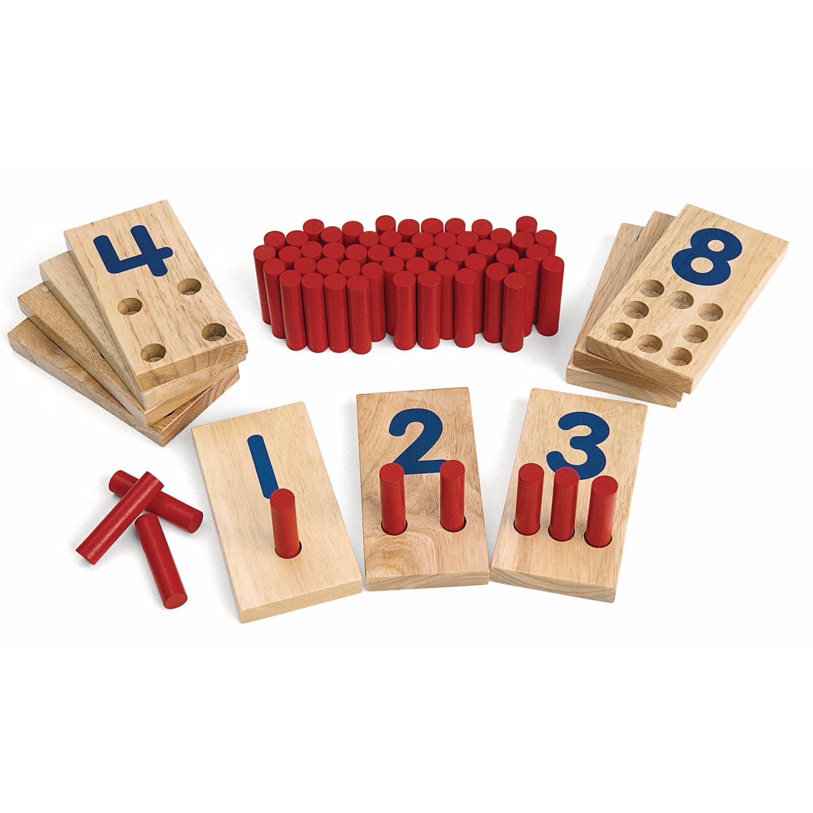 Excellerations Peg Number Board, Included: 10 Rubberwood Boards + 55 Wood Pegs + Storage Bag, Montessori Math Materials, Learning Manipulatives, Counting for Kids, Reggio Emilia Classroom Essentials