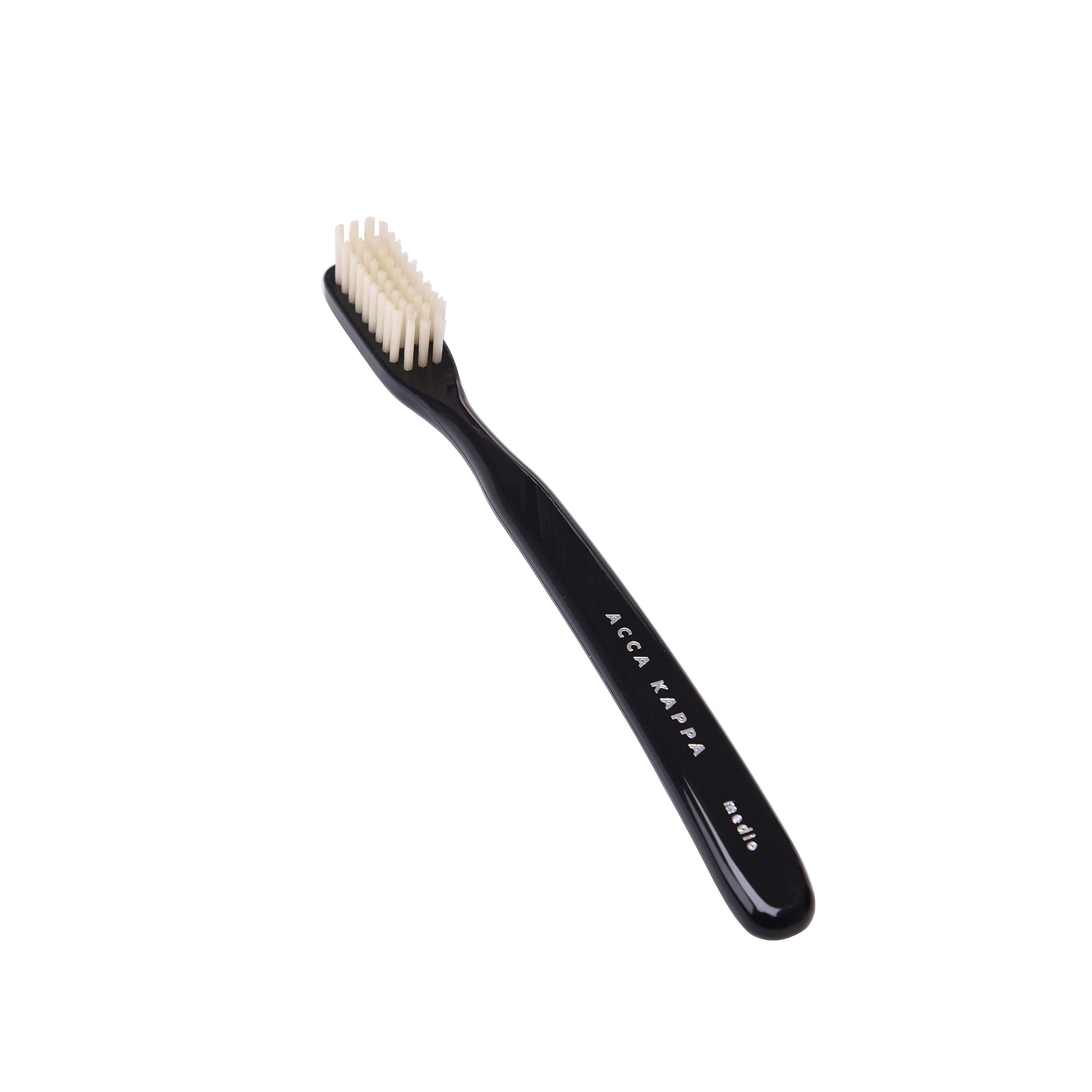 Akka Kappa Vintage Black Toothbrush Medium Nylon Bristles Retro Style Ergonomic Handle