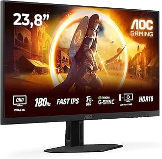 Q24G4RE 23.8 inch WQHD Gaming Monitor 180Hz, Fast IPS Panel, 0.5ms MPRT, Adaptive Sync, HDR10, G-Sync Compatible, (2560x1440 HDMI 1x 2.0 DP 1x 1.4) Black