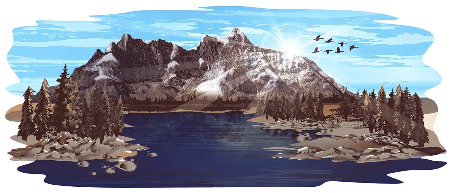 Heartland 1 RV Trailer Camper N Country Mountain Scene Decal GRAPHIC-2028