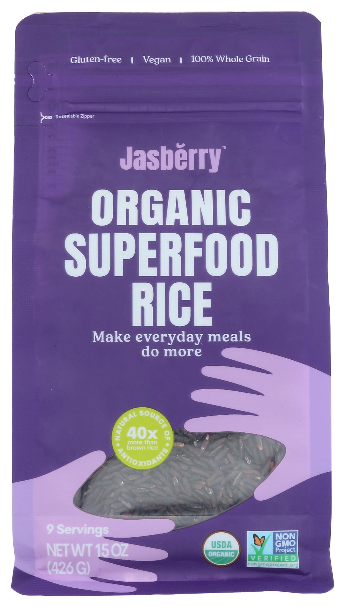 Organic Superfood Rice, Soft & Aromatic Whole Grain Purple Rice, High in Antioxidants, Non-GMO, Gluten-Free, Easy to Cook, Versatile USDA Certified Organic, Vegan (Pack of 1)