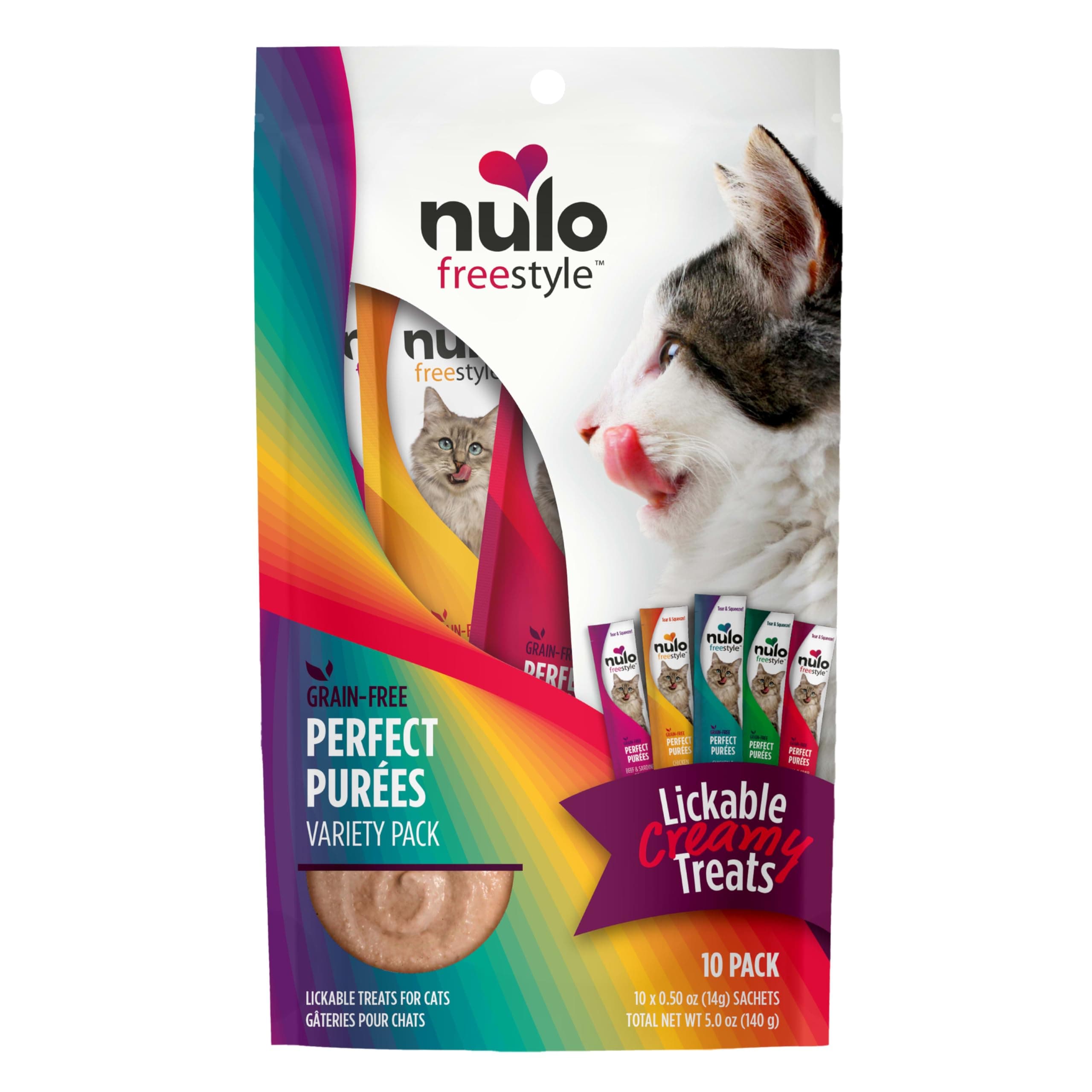 Freestyle Grain-Free Perfect Purees Premium Wet Cat Treats, Squeezable Meal Topper for Felines, High Moisture Content to Support Hydration, 0.5 Ounces in each Lickable Wet Cat Treat Pouch