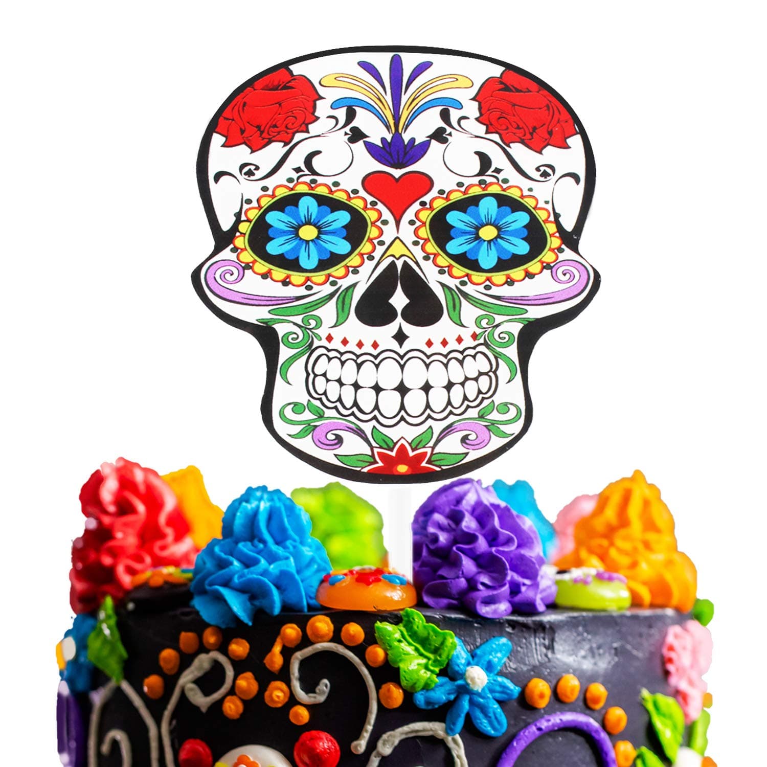 Sugar Skull Wedding Cake Topper - Day Of The Dead Skeleton Acrylic Cake Décor - Halloween Dia De Los Muertos Party - Gothic Enagement Party Decoration
