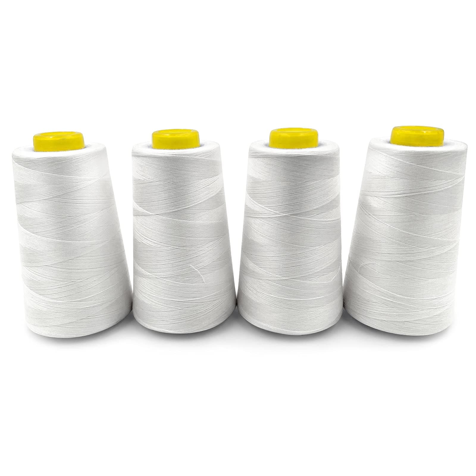 Tortoise 4 Cones of 3000 Yards Each Spool Thread for Sewing All Purpose Sewing Thread 100% Polyester Thread for Serger Overlock Quilting Sewing Machine 40S/2 White